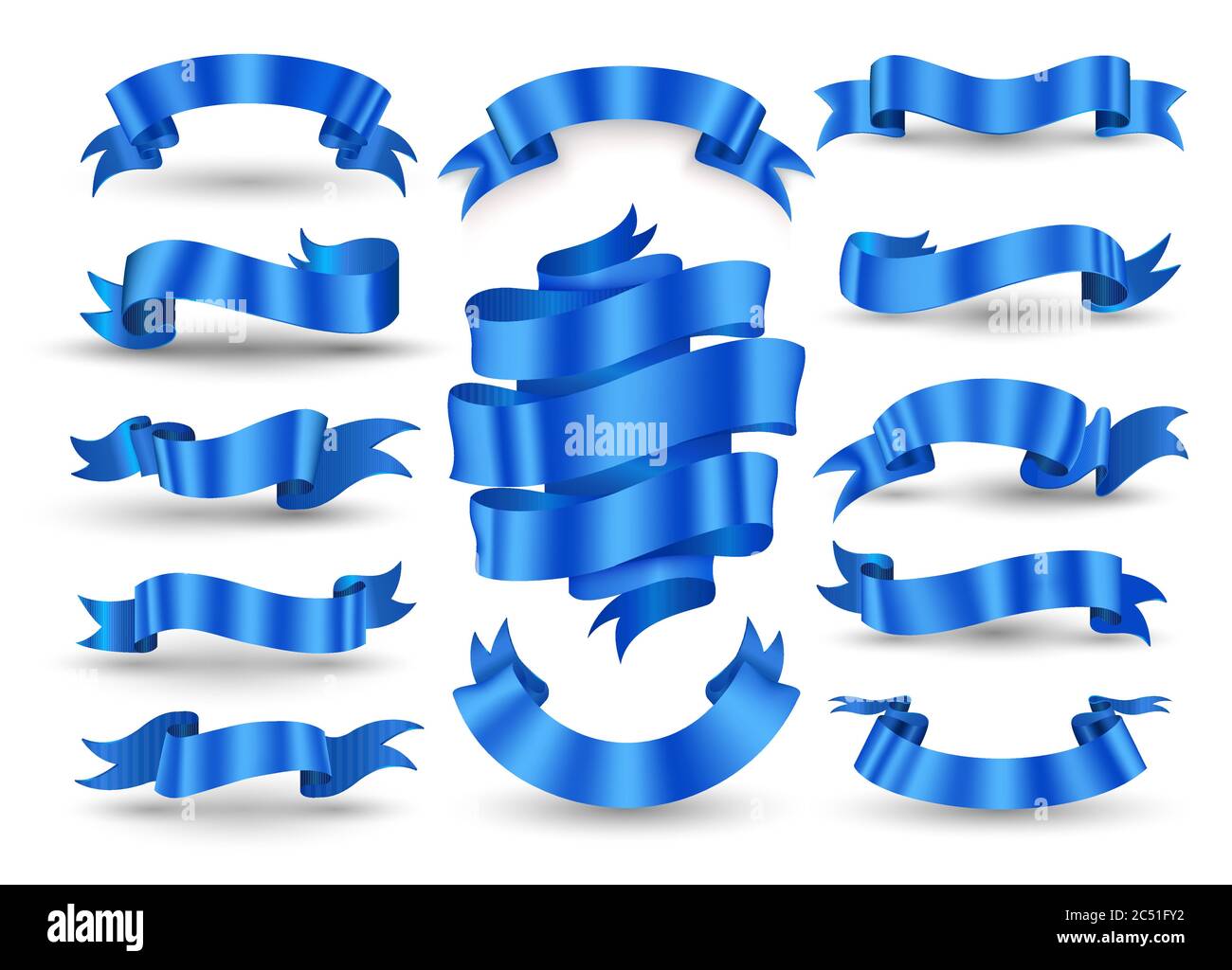 Blue ribbon banner collection. Vector illustration create with mesh ...