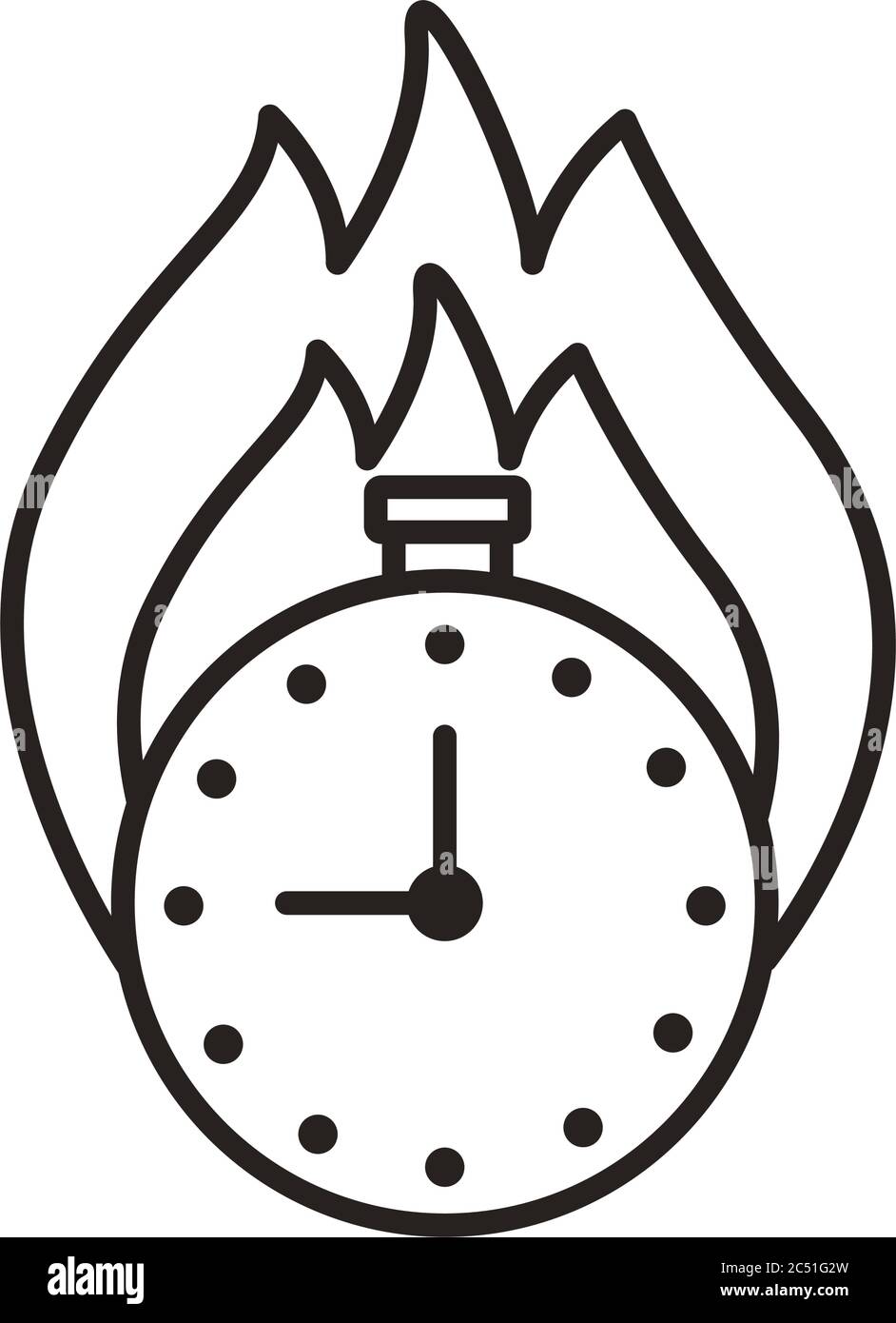 chronometer timer with flame line style icon vector illustration design ...