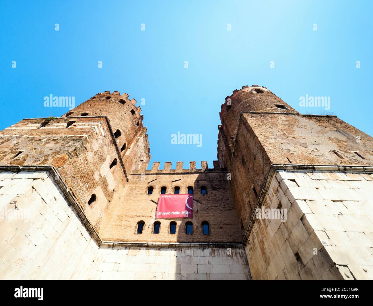Porta San Sebastiano is a gate in the Aurelian Wall of Rome - Rome, Italy Stock Photo