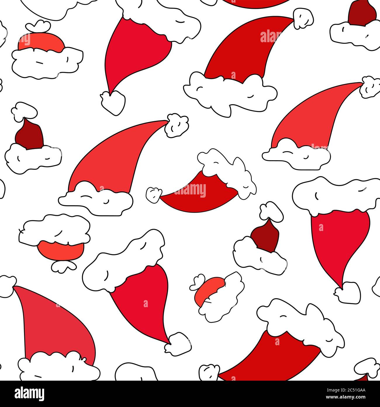 illustration with santa red hats isolated on white background Stock ...