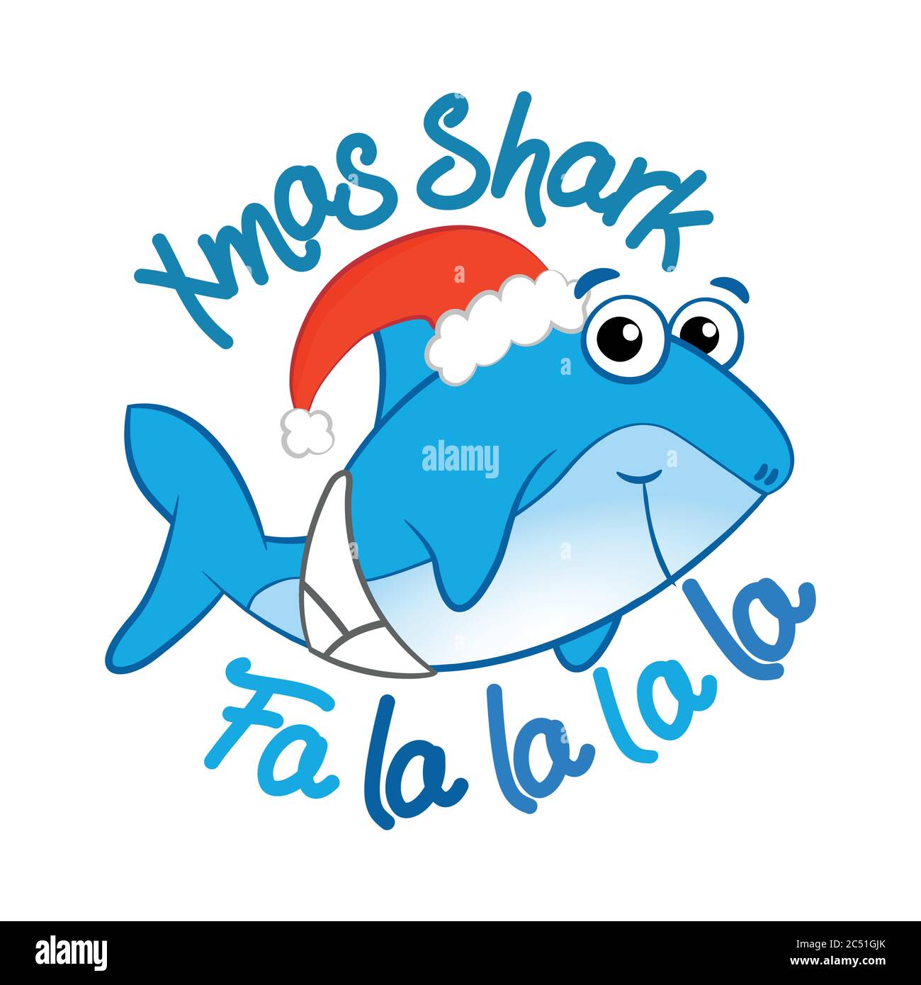 Xmas Shark - T-Shirts, Hoodie, Tank, gifts. Vector illustration text for Christmas. Inspirational quote card, invitation, banner. Kids calligraphy bac Stock Vector