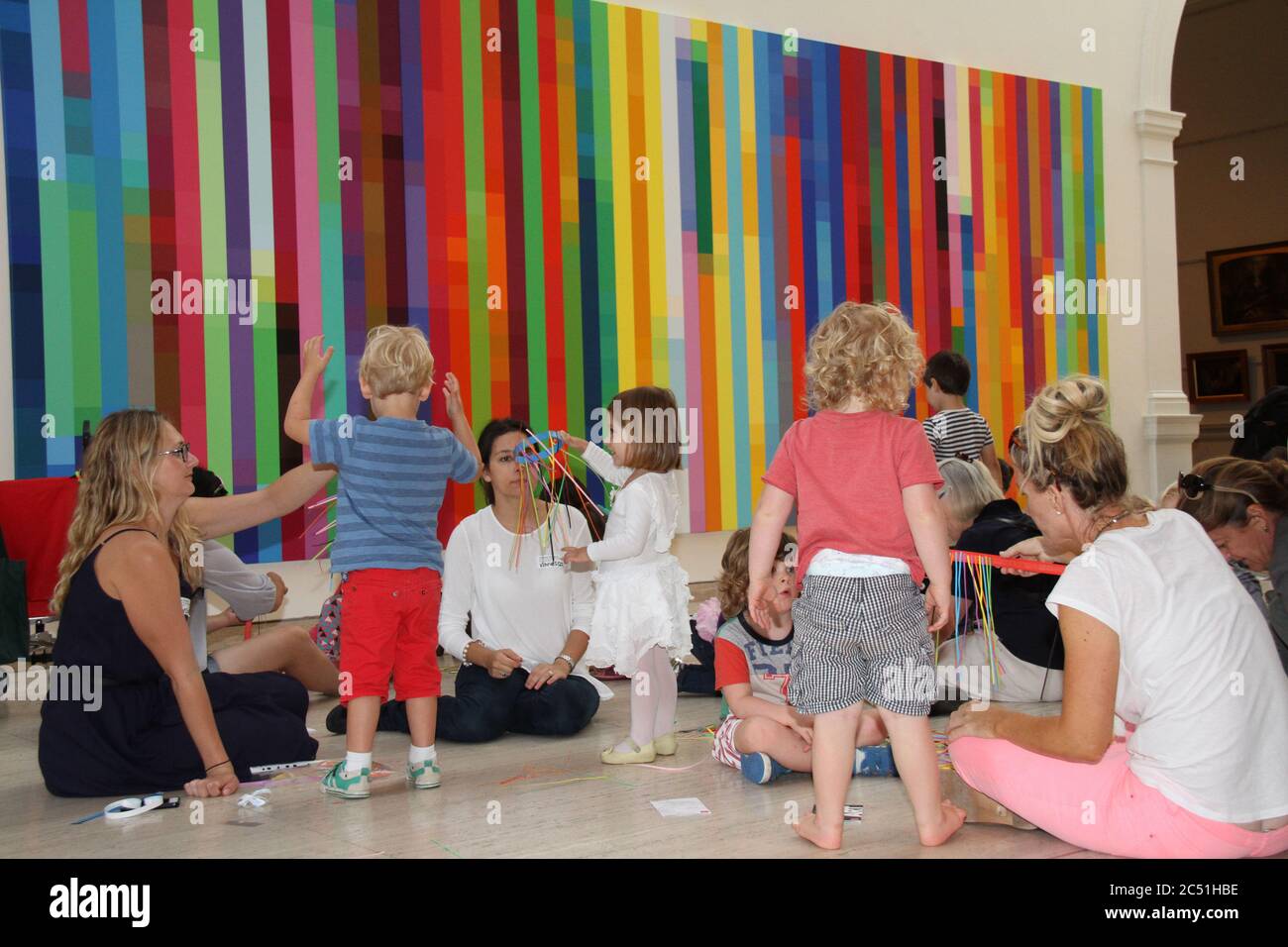 Children play at the launch of the State Street Learning for Life education program at the Art Gallery of NSW. Stock Photo