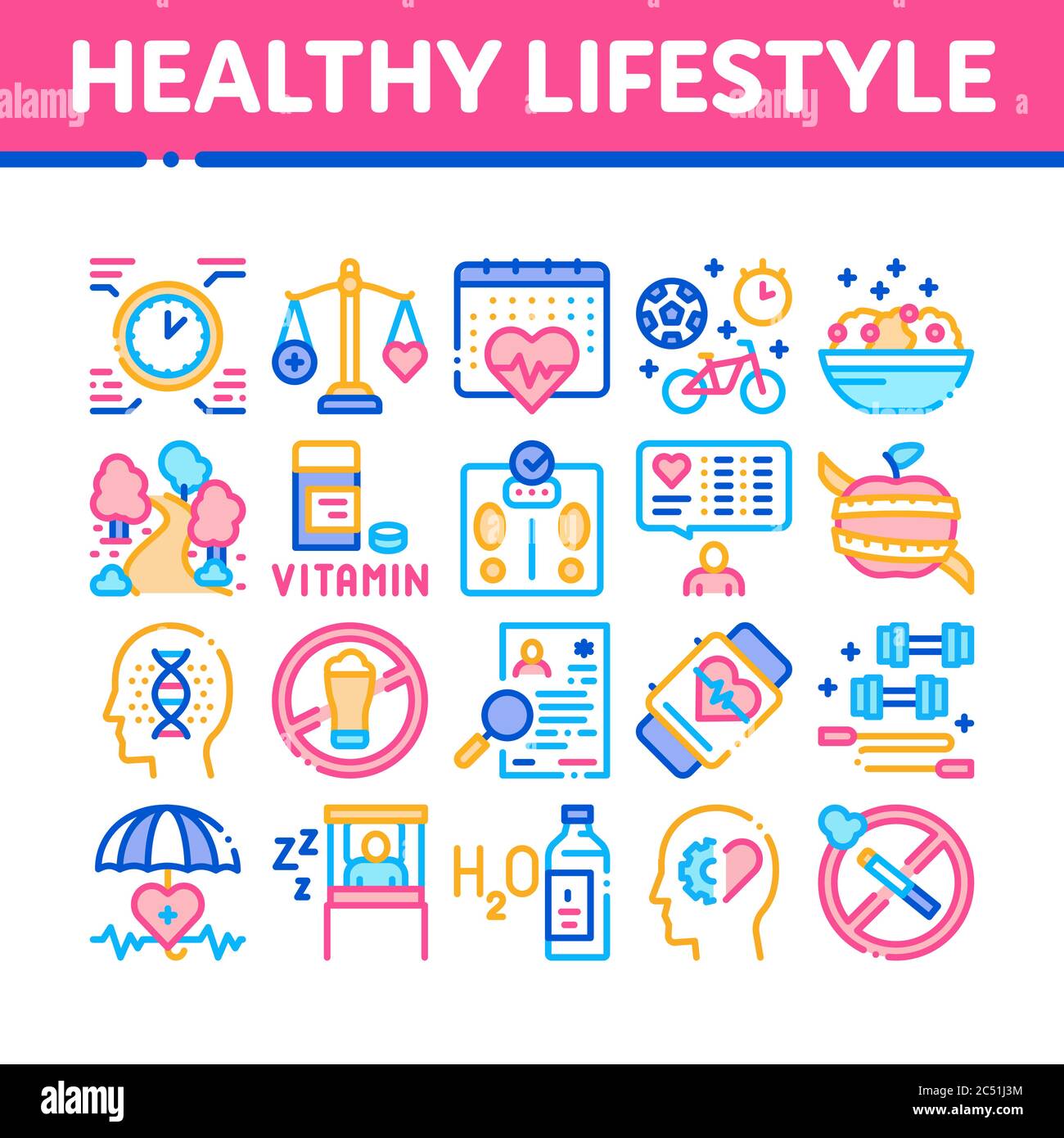 Healthy Lifestyle Collection Icons Set Vector Stock Vector Image & Art ...