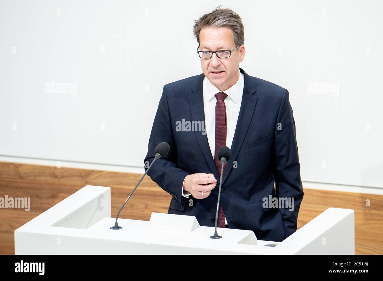 Hanover, Germany. 30th June, 2020. Stefan Birkner, head of the FDP parliamentary group, speaks in the Lower Saxony state parliament. The FDP in Lower Saxony has advertised for a nationwide corona test program like in Bavaria. Credit: Hauke-Christian Dittrich/dpa/Alamy Live News Stock Photo