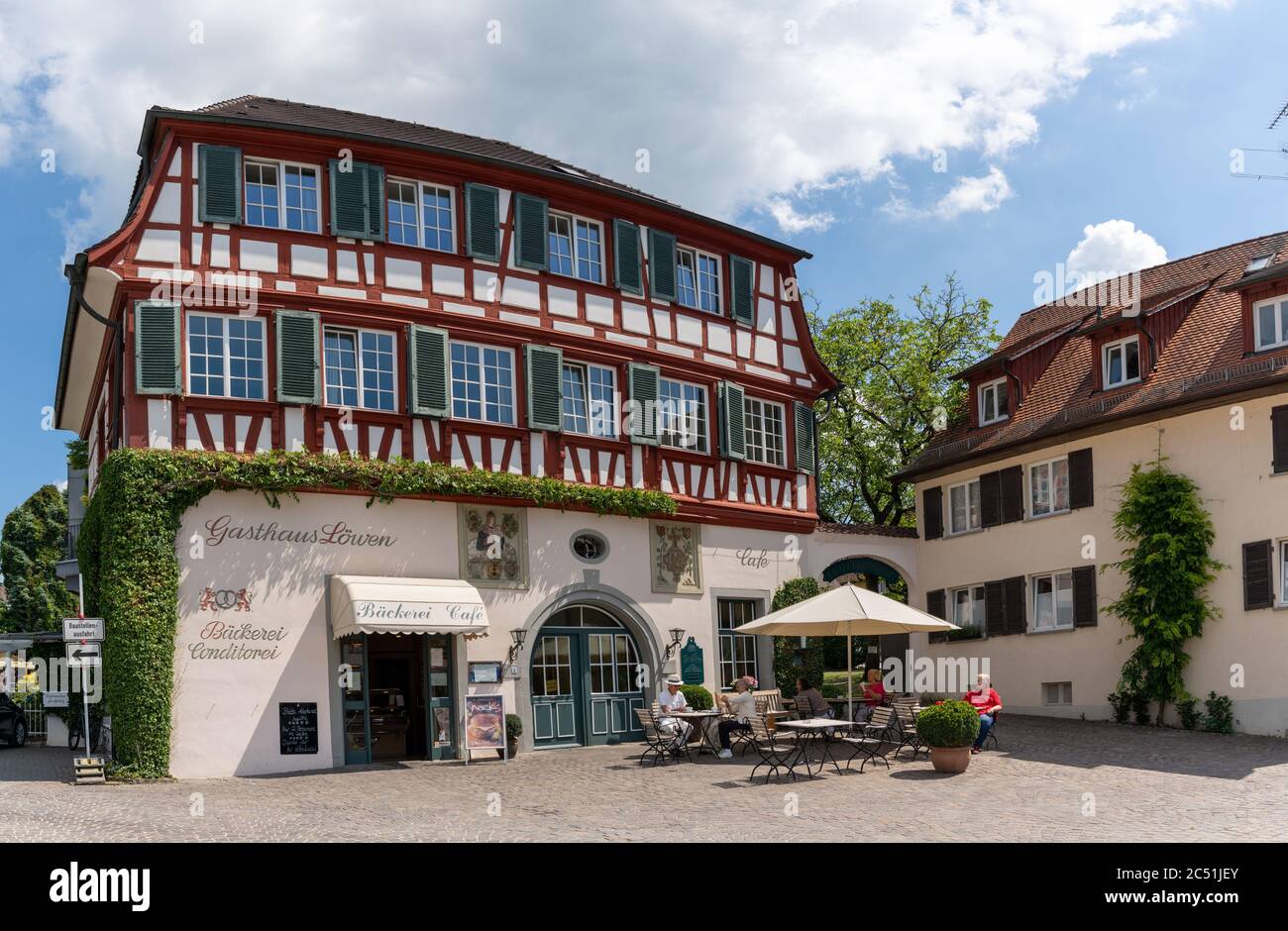 Hagnau, BW / Germany - 23 June 2020: view of the historic "Hotel Loewen" or Lions Hotel in Hagnau on Lake Constance in southern Germany Stock Photo