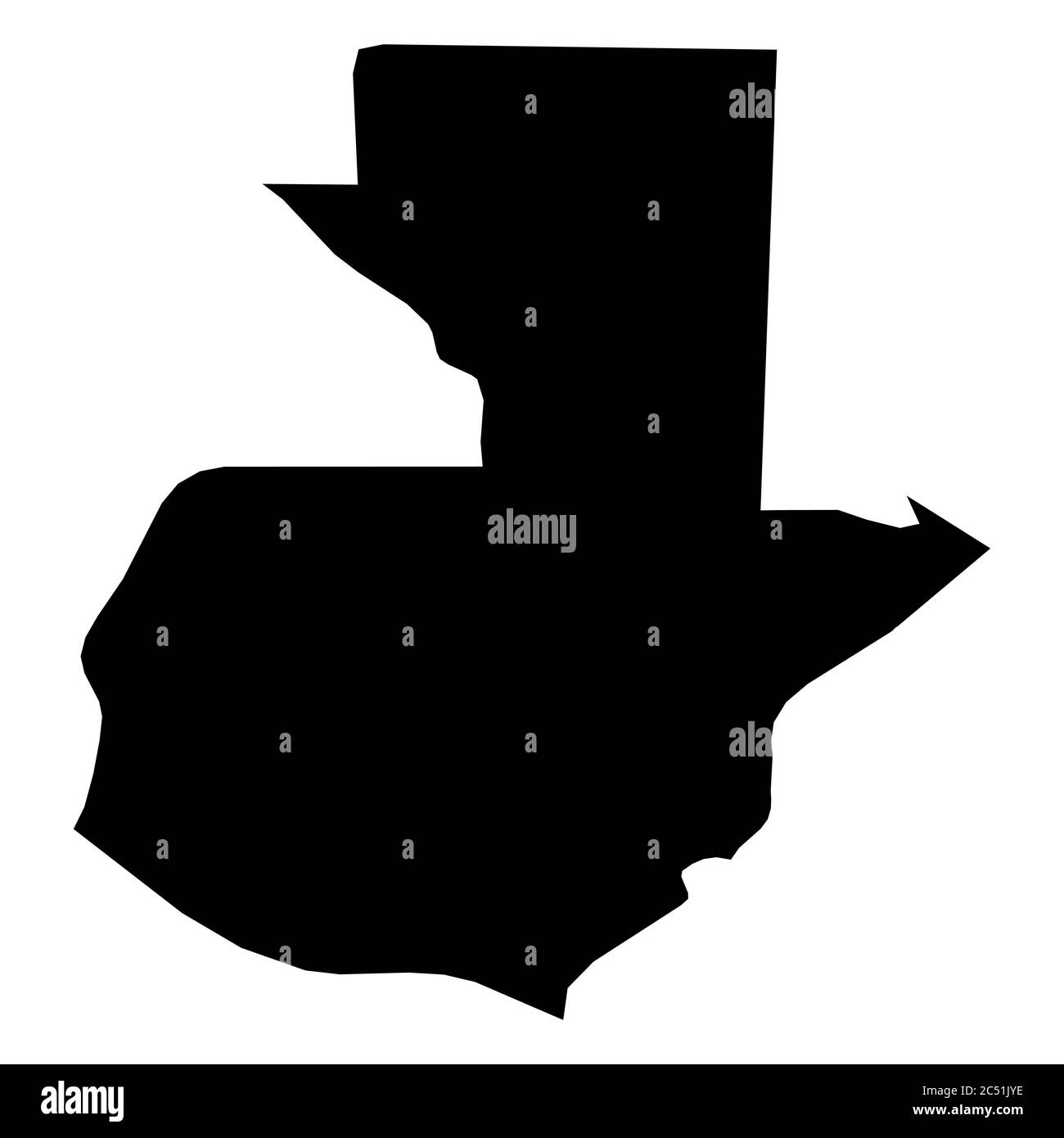Guatemala - solid black silhouette map of country area. Simple flat ...