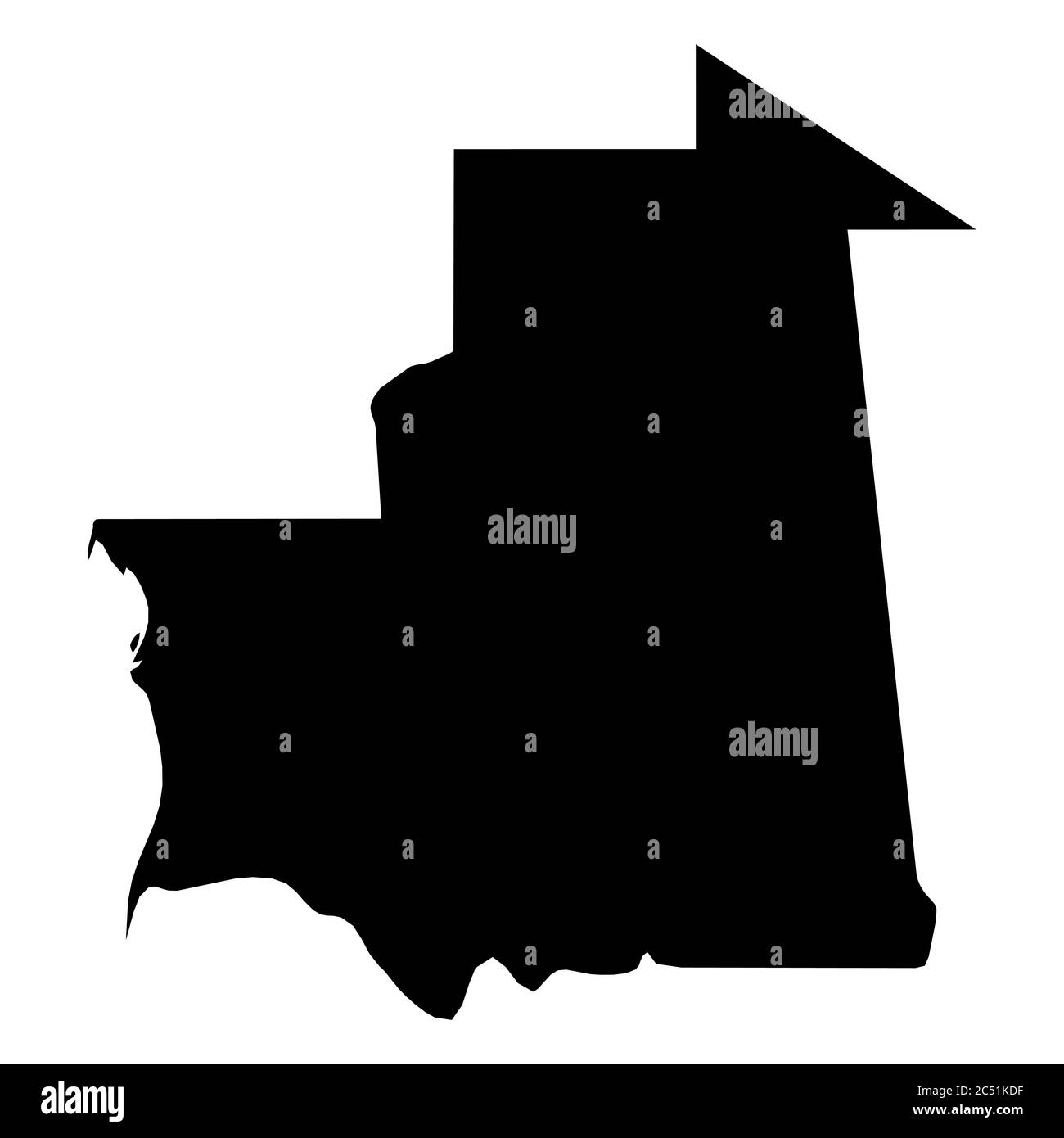 Mauritania - solid black silhouette map of country area. Simple flat vector illustration. Stock Vector