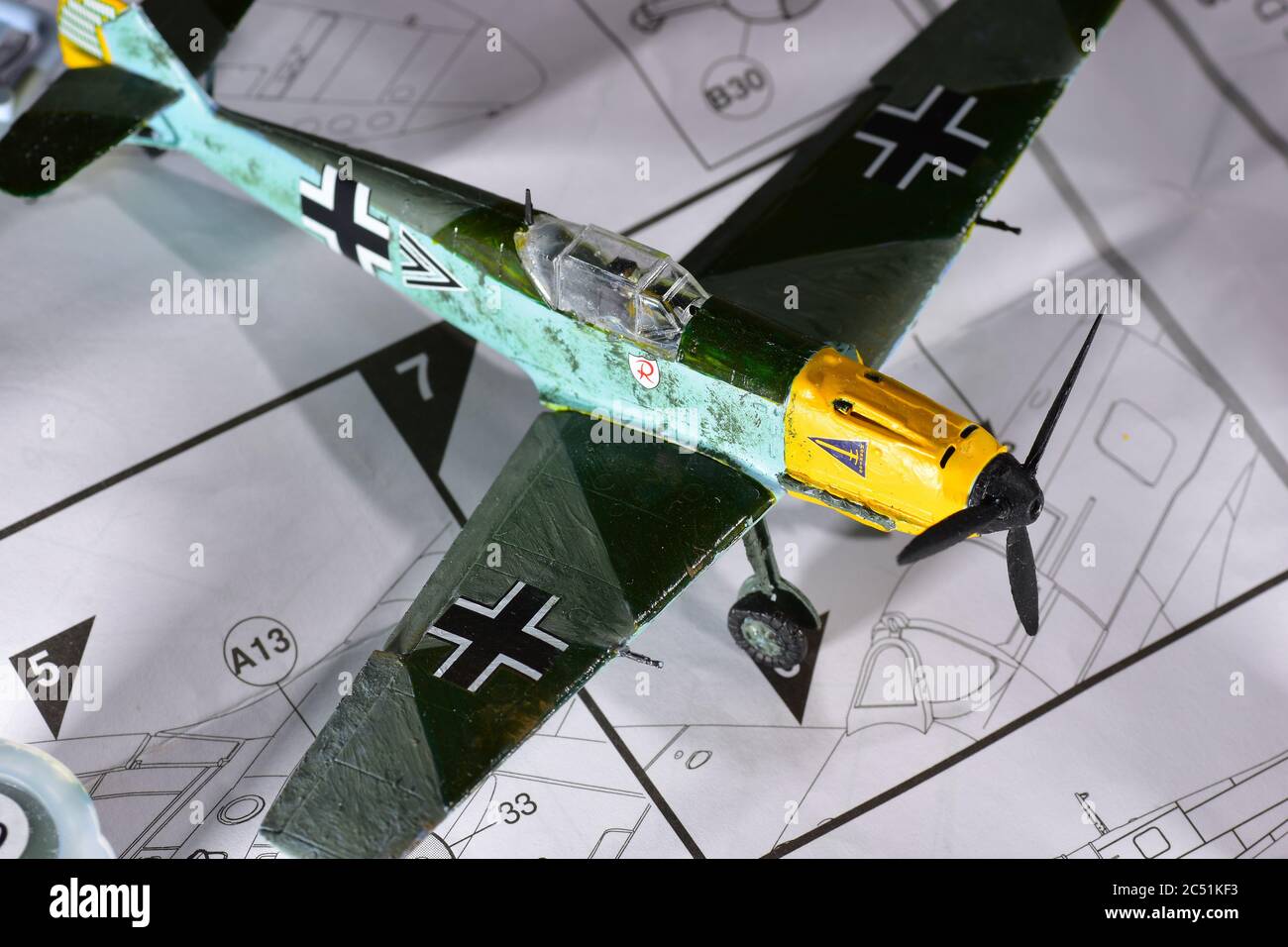 Messerschmitt Bf109E-4 Airfix aircraft model 1:72 scale Stock Photo