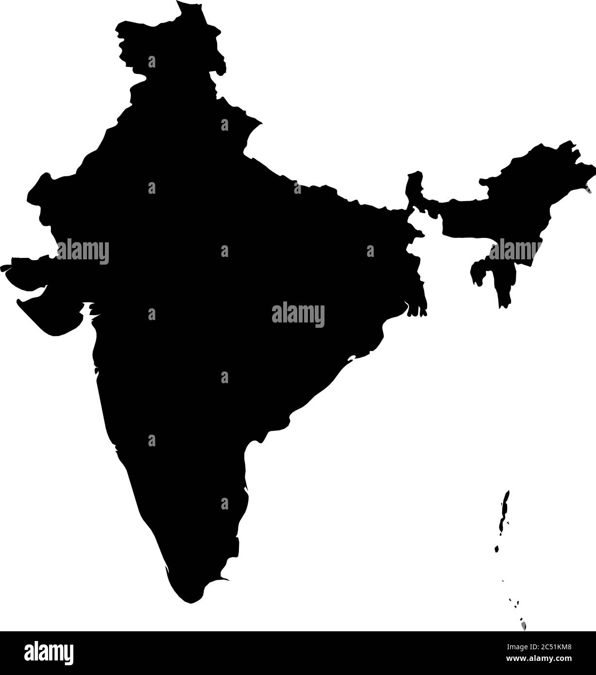 India - solid black silhouette map of country area. Simple flat vector illustration. Stock Vector