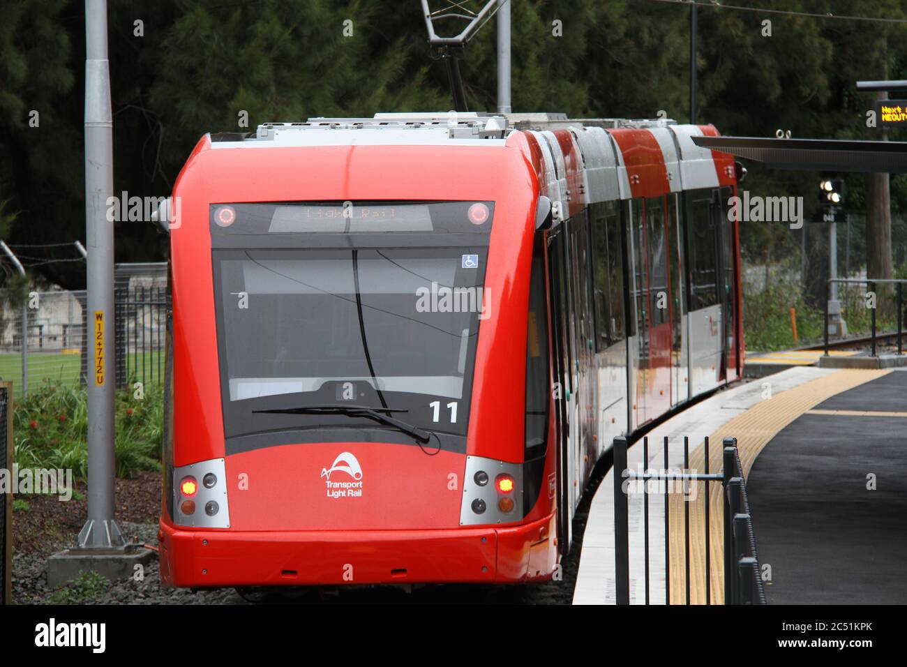 A Light Rail train at Dulwich Hill station on the first day of