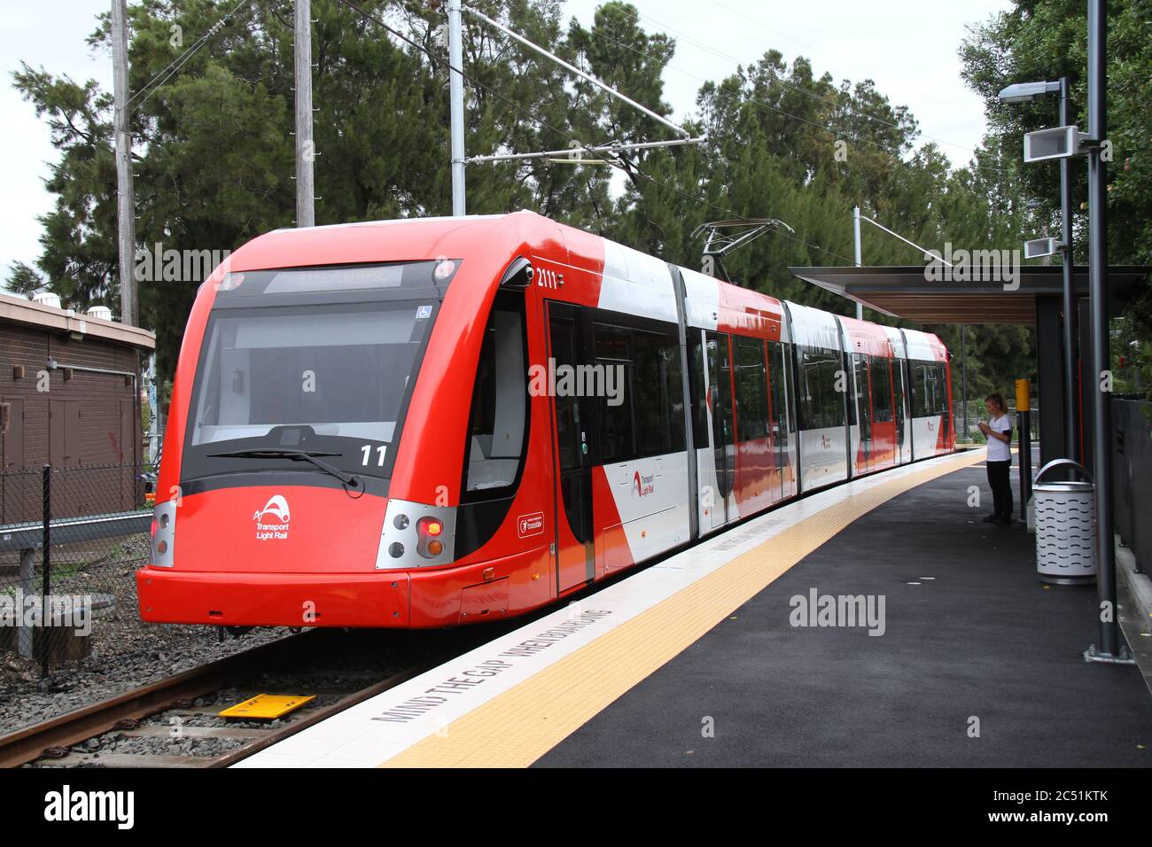 A Light Rail train at Dulwich Hill station on the first day of