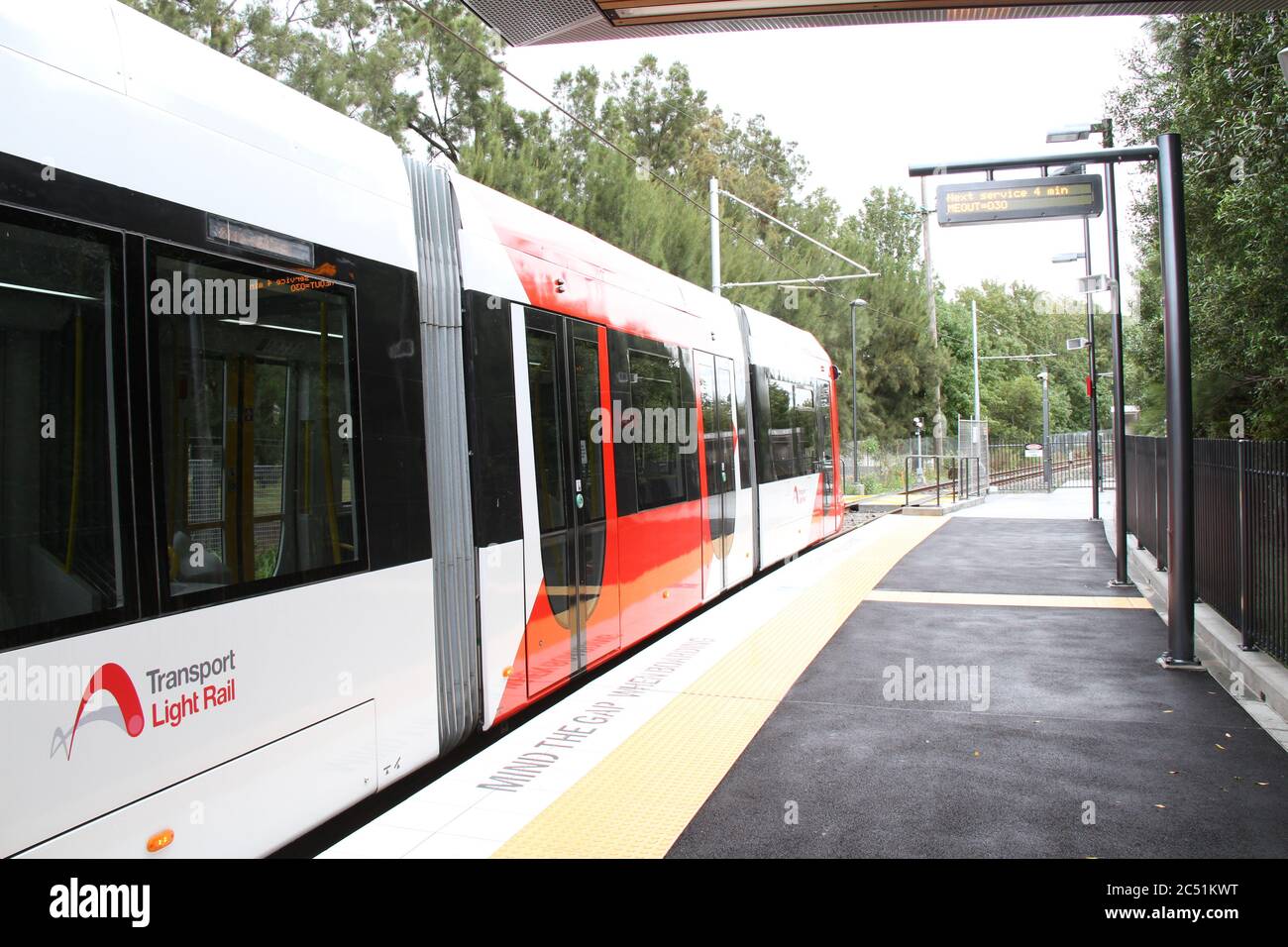 A Light Rail train at Dulwich Hill station on the first day of