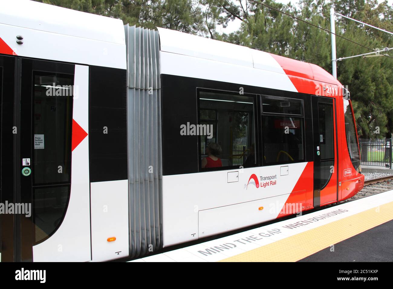 A Light Rail train at Dulwich Hill station on the first day of