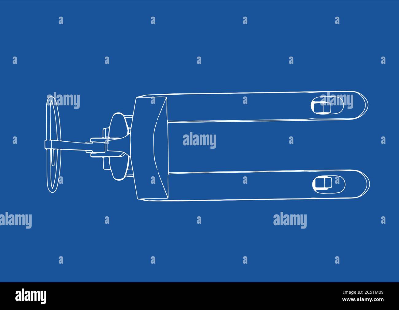 drawing pallet truck vector blue background Stock Vector Image & Art