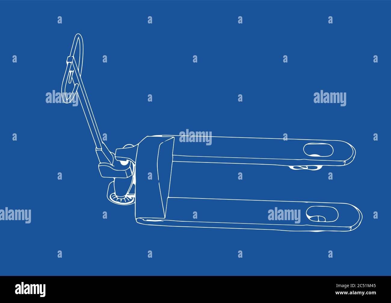 drawing pallet truck vector blue background Stock Vector Image & Art