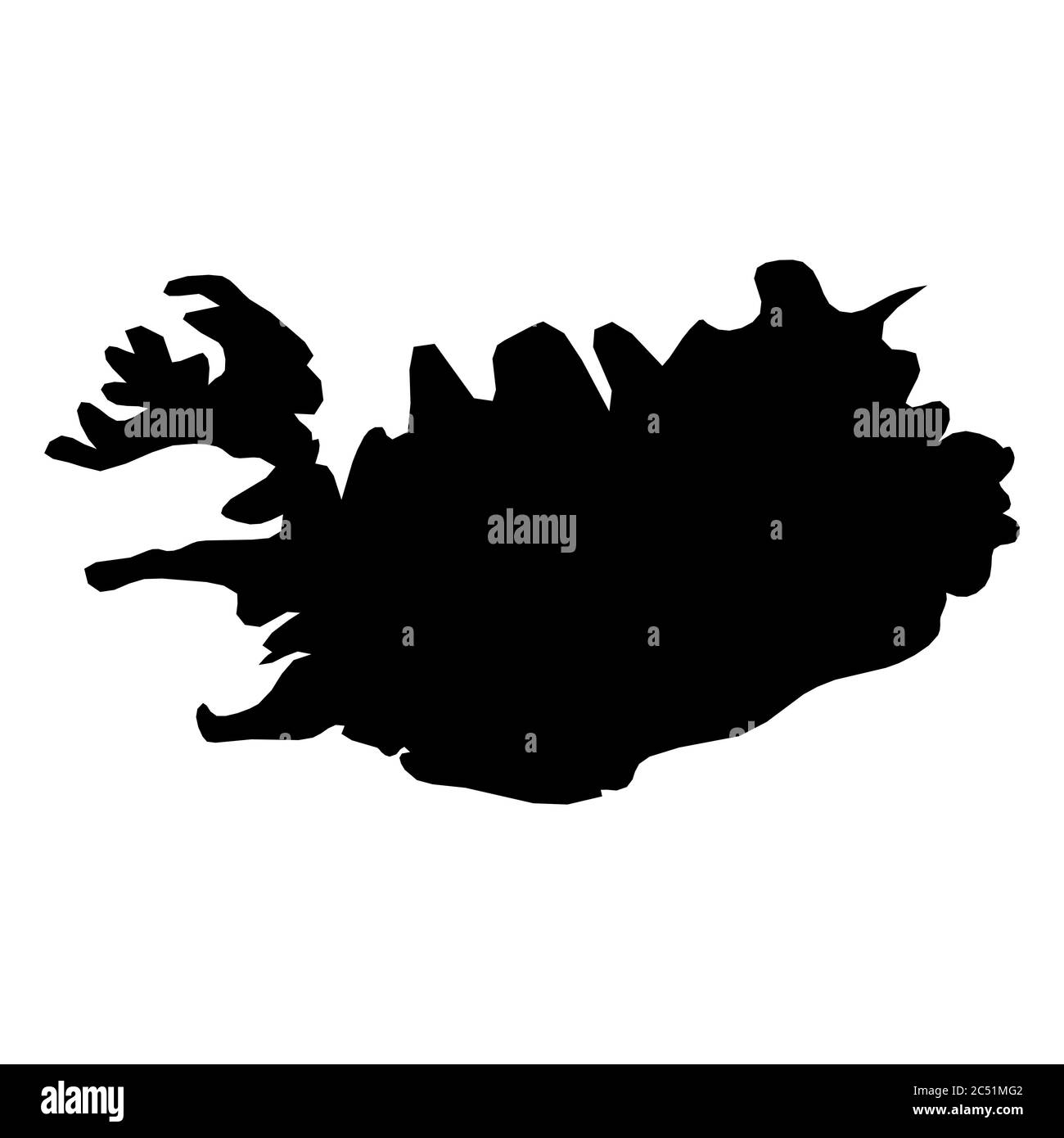 Iceland - solid black silhouette map of country area. Simple flat ...