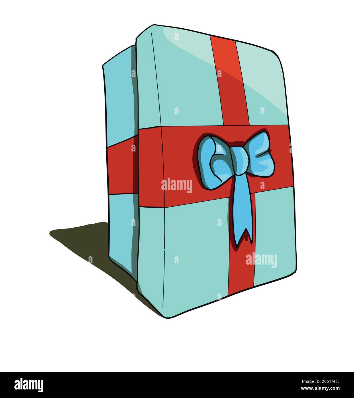 Blue gift box with a ribbon Stock Vector Image & Art Alamy