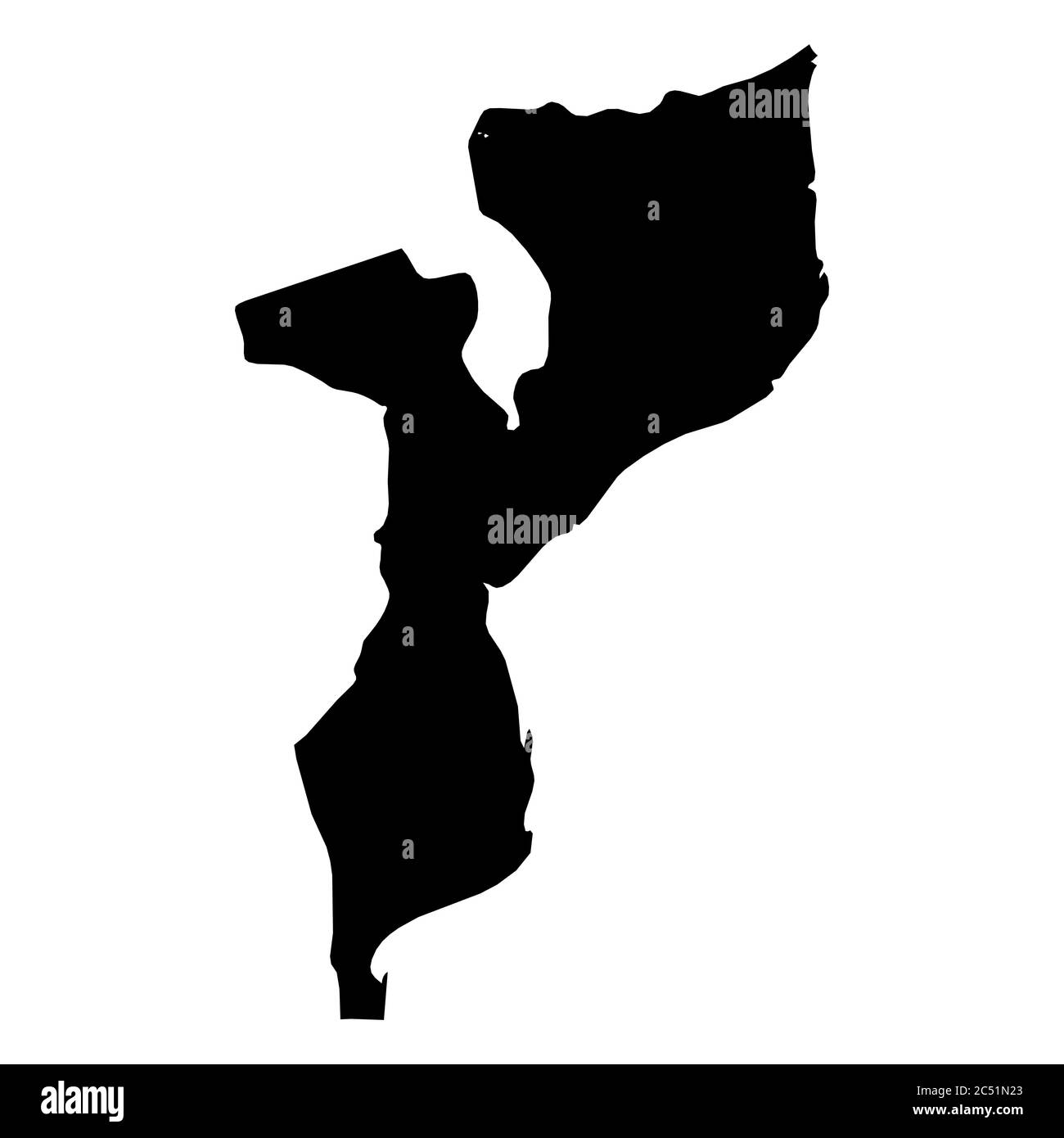 Mozambique - solid black silhouette map of country area. Simple flat ...