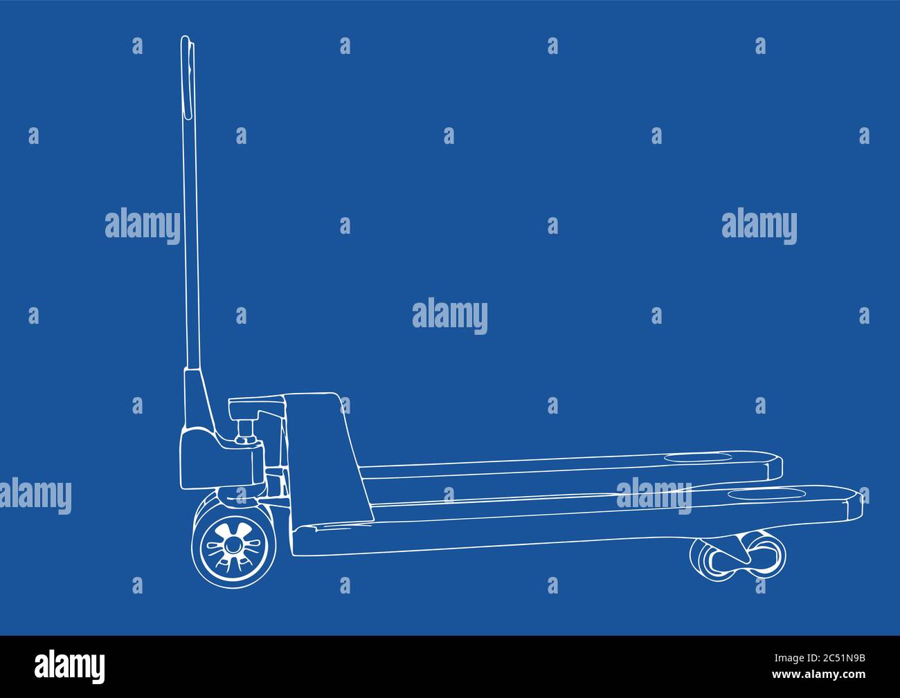 drawing pallet truck vector blue background Stock Vector Image & Art