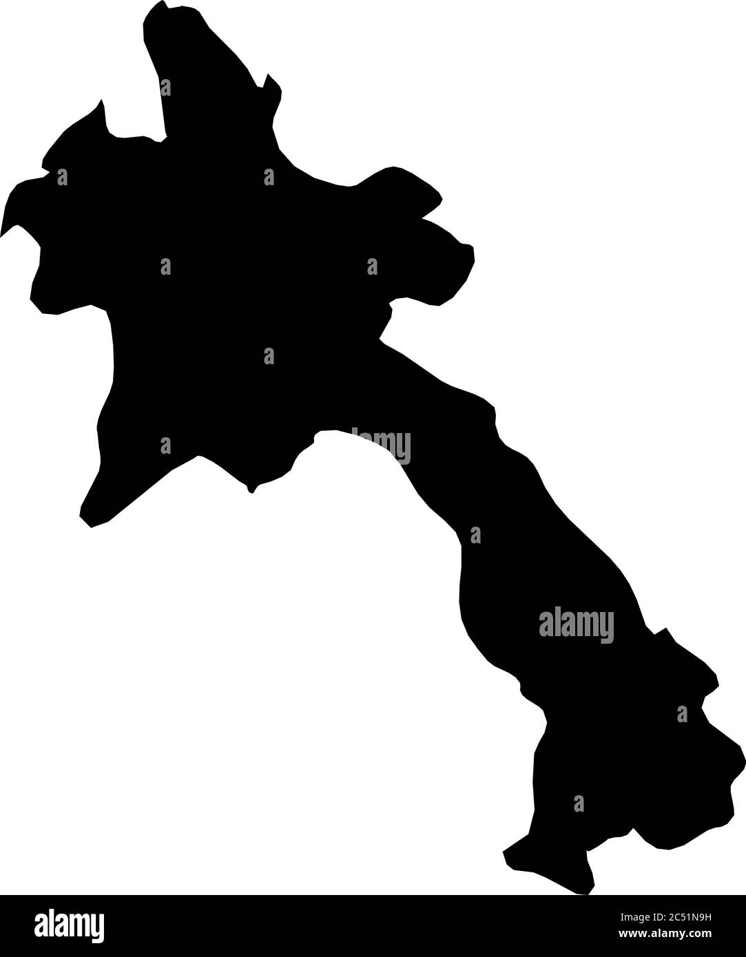 Laos Solid Black Silhouette Map Of Country Area Simple Flat Vector