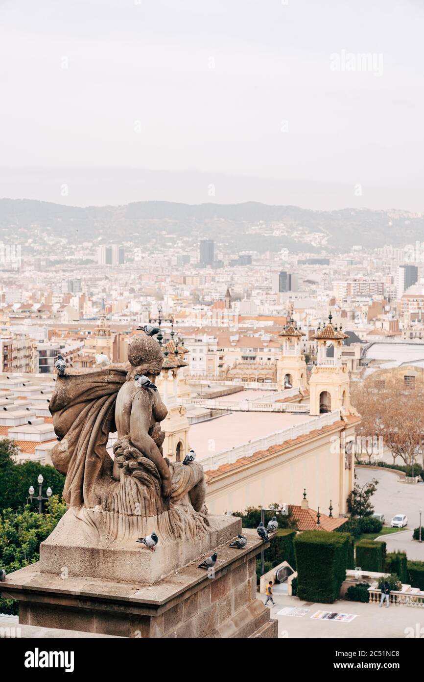 Statues near the National Museum on Mount Montjuic Stock Photo - Alamy