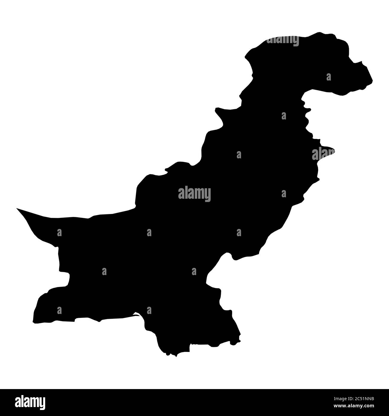 Pakistan - solid black silhouette map of country area. Simple flat ...