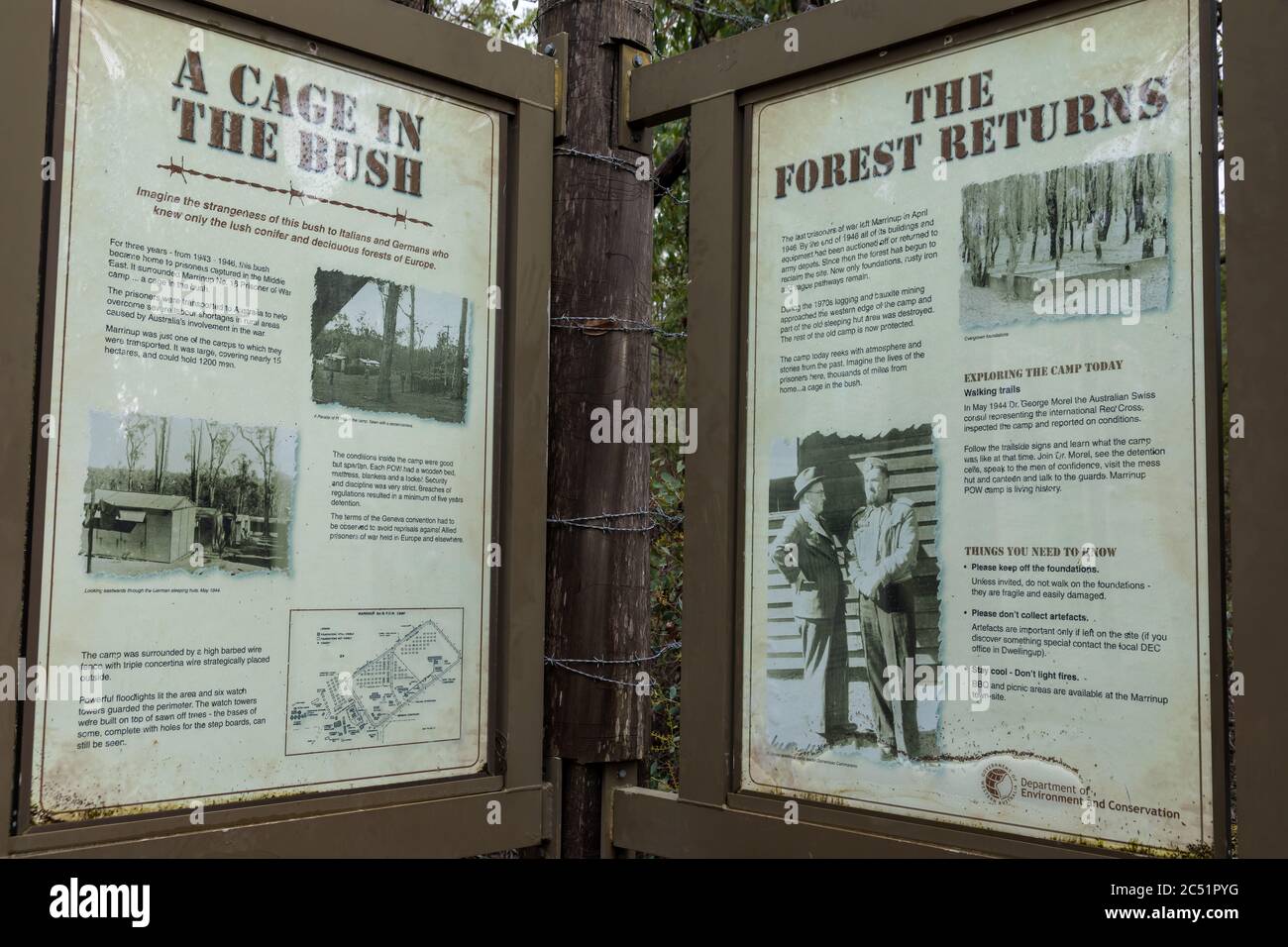 Marrinup POW Camp Information signs Stock Photo