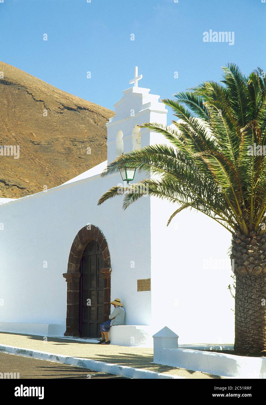 San Marcial del Rubicon church. Femes, Lanzarote island, Canary Islands, Spain. Stock Photo