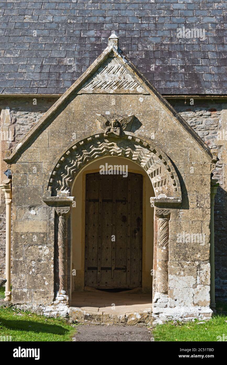 Ornate carvings and decoration around the entrance porch of St Andrews