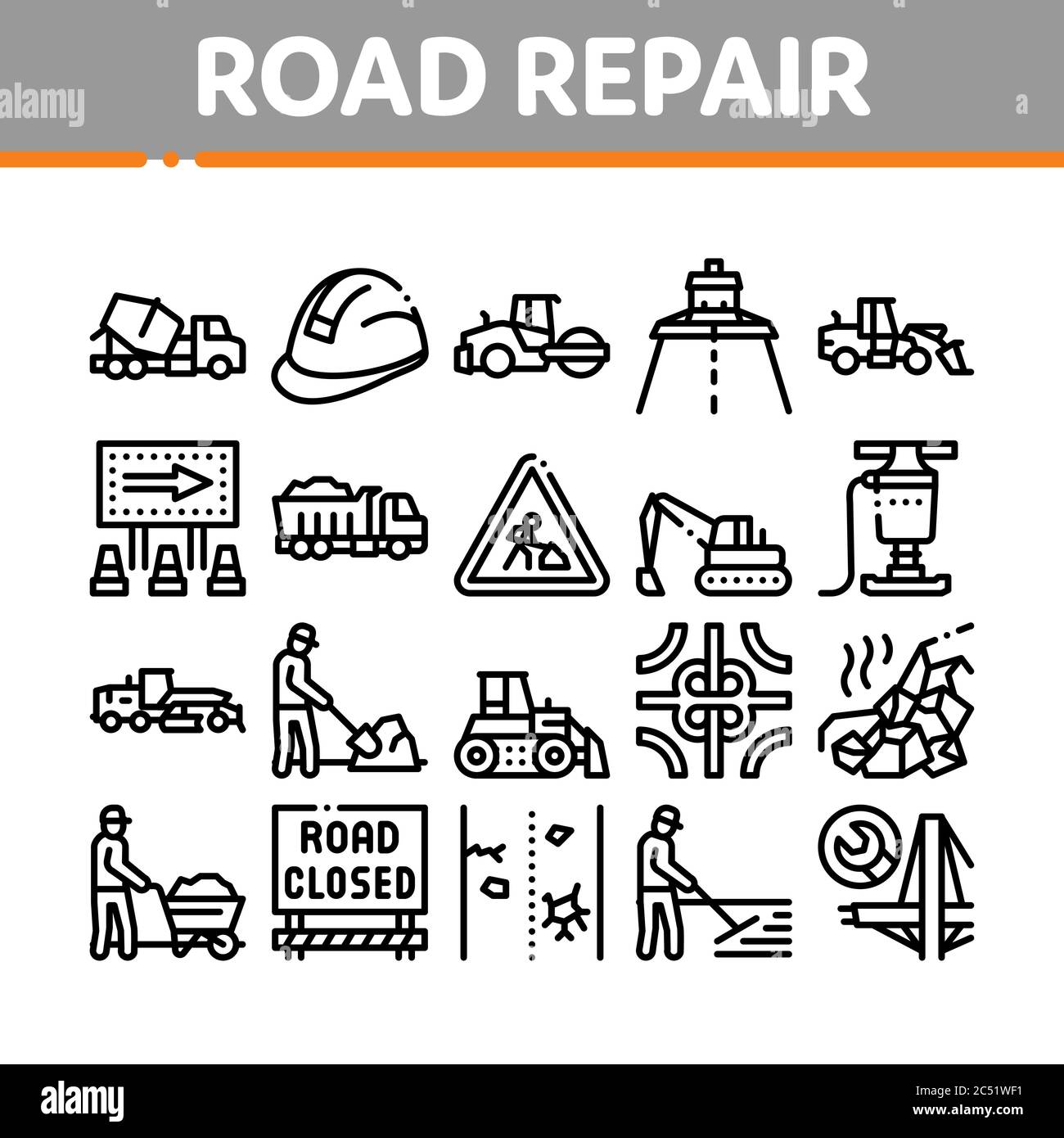 Black road construction engineer Stock Vector Images - Alamy