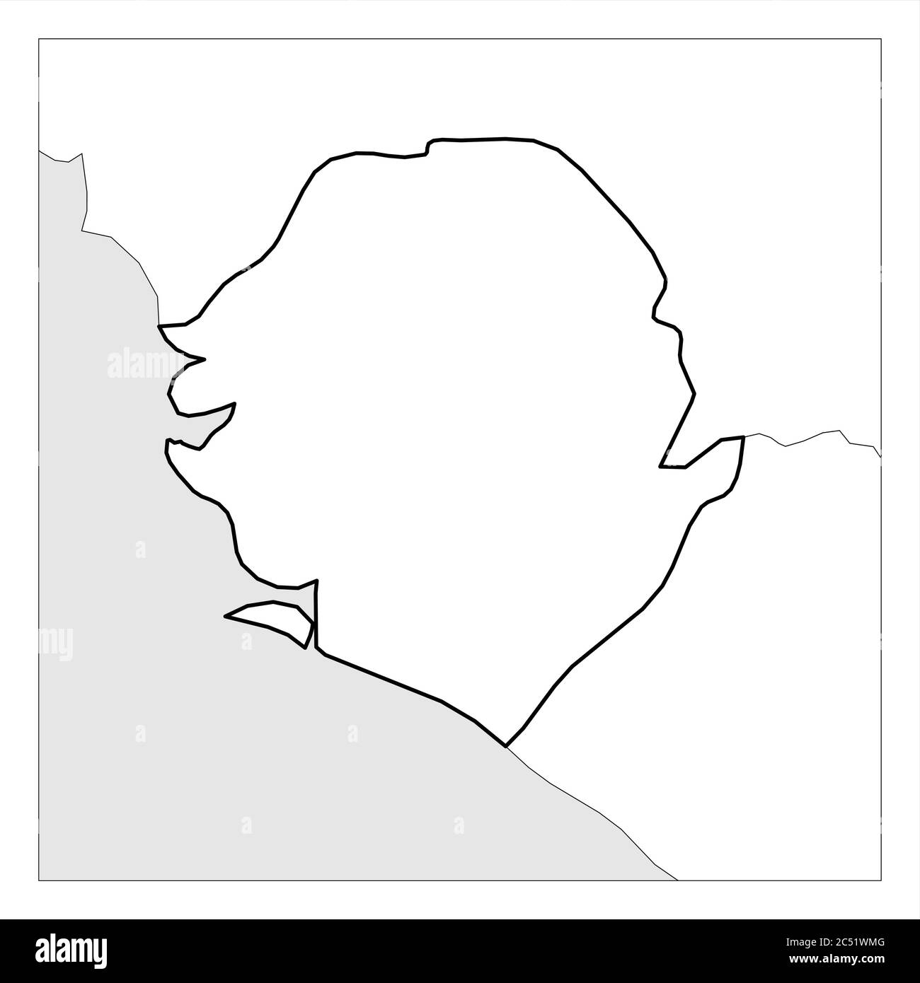 Map of Sierra Leone black thick outline highlighted with neighbor ...