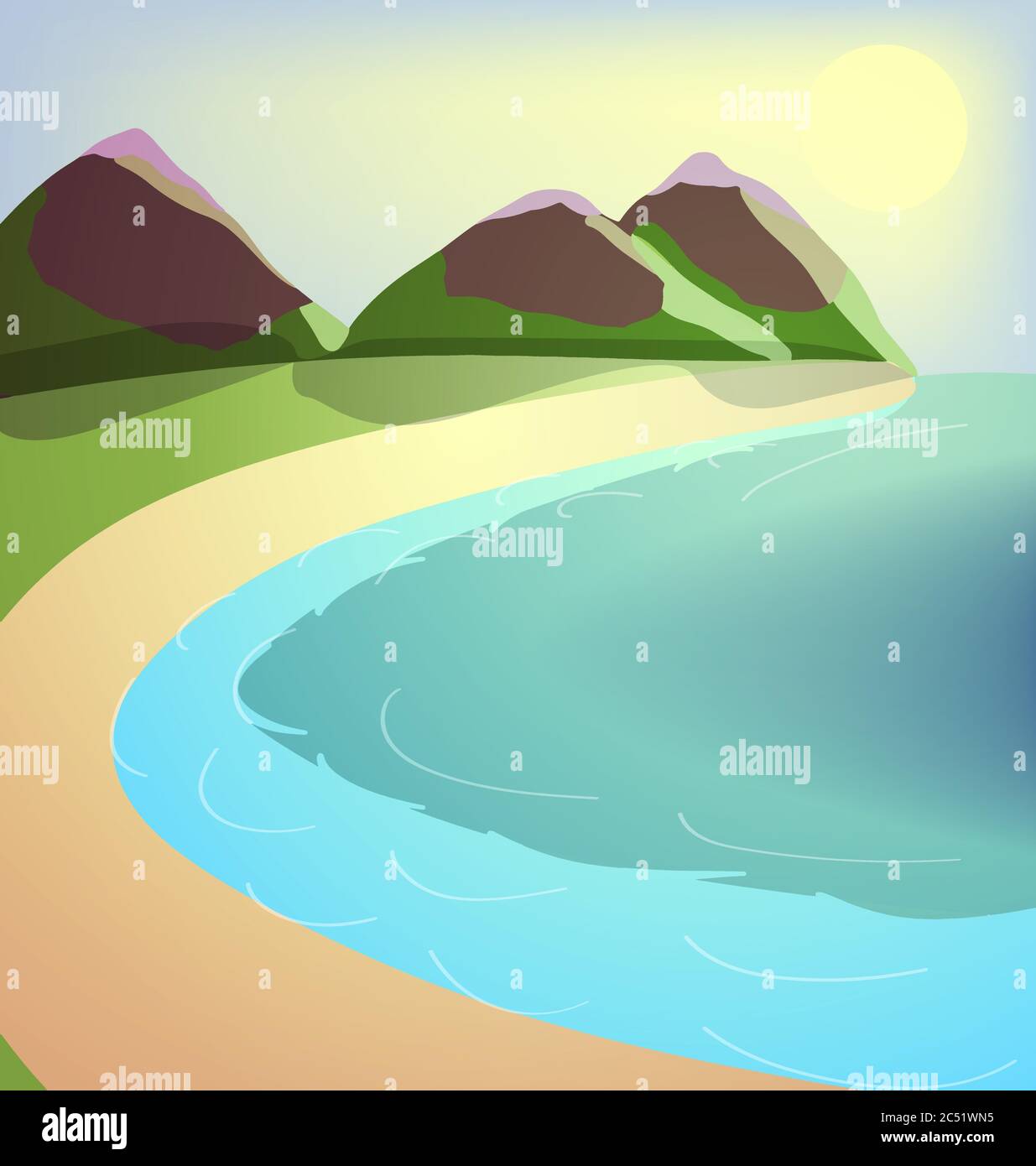 Beach view summer landcape vector background Stock Vector