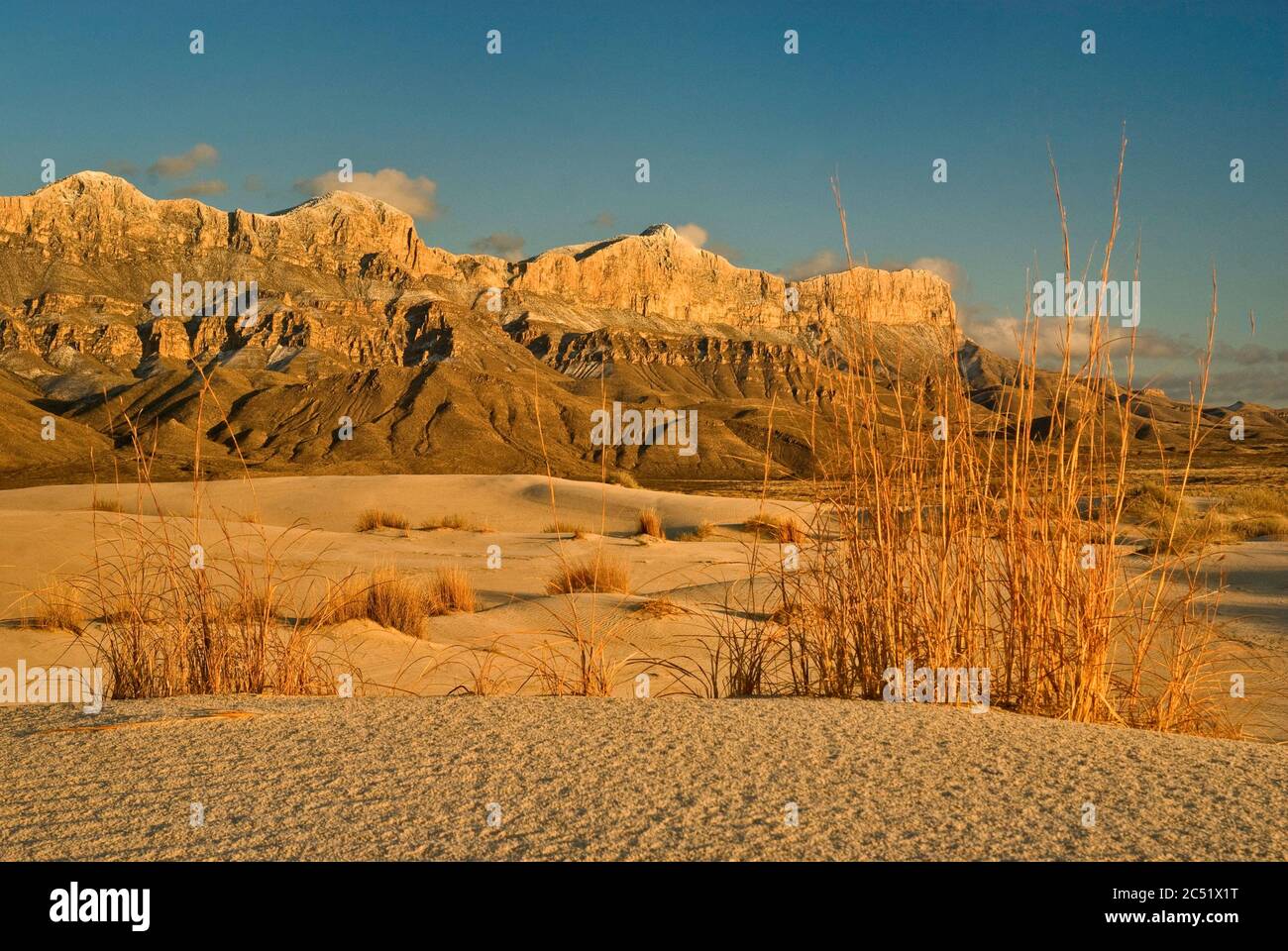 Salt Basin Dunes in front of western escarpment of Guadalupe Mountains