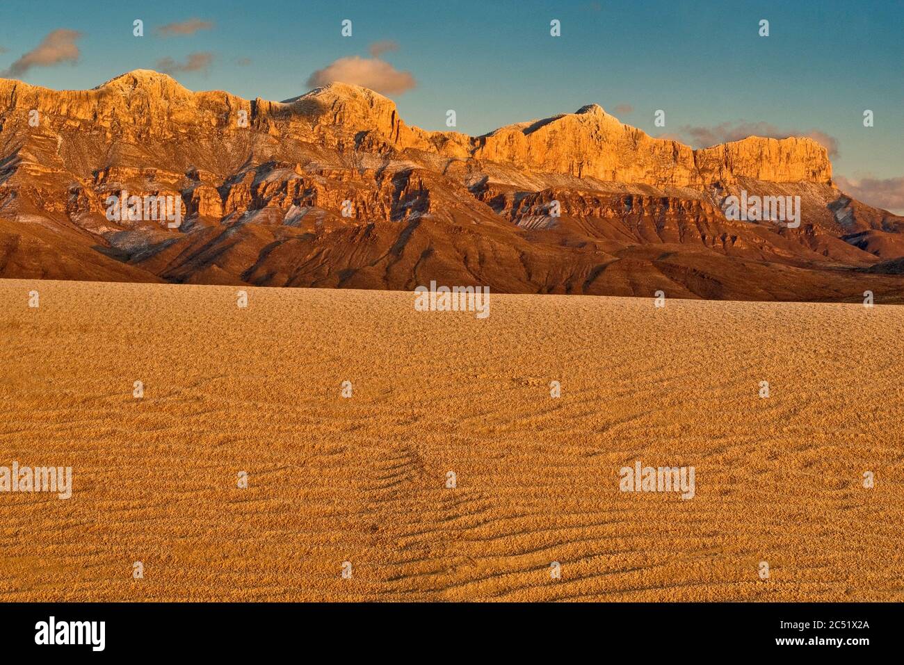 Salt Basin Dunes in front of western escarpment of Guadalupe Mountains