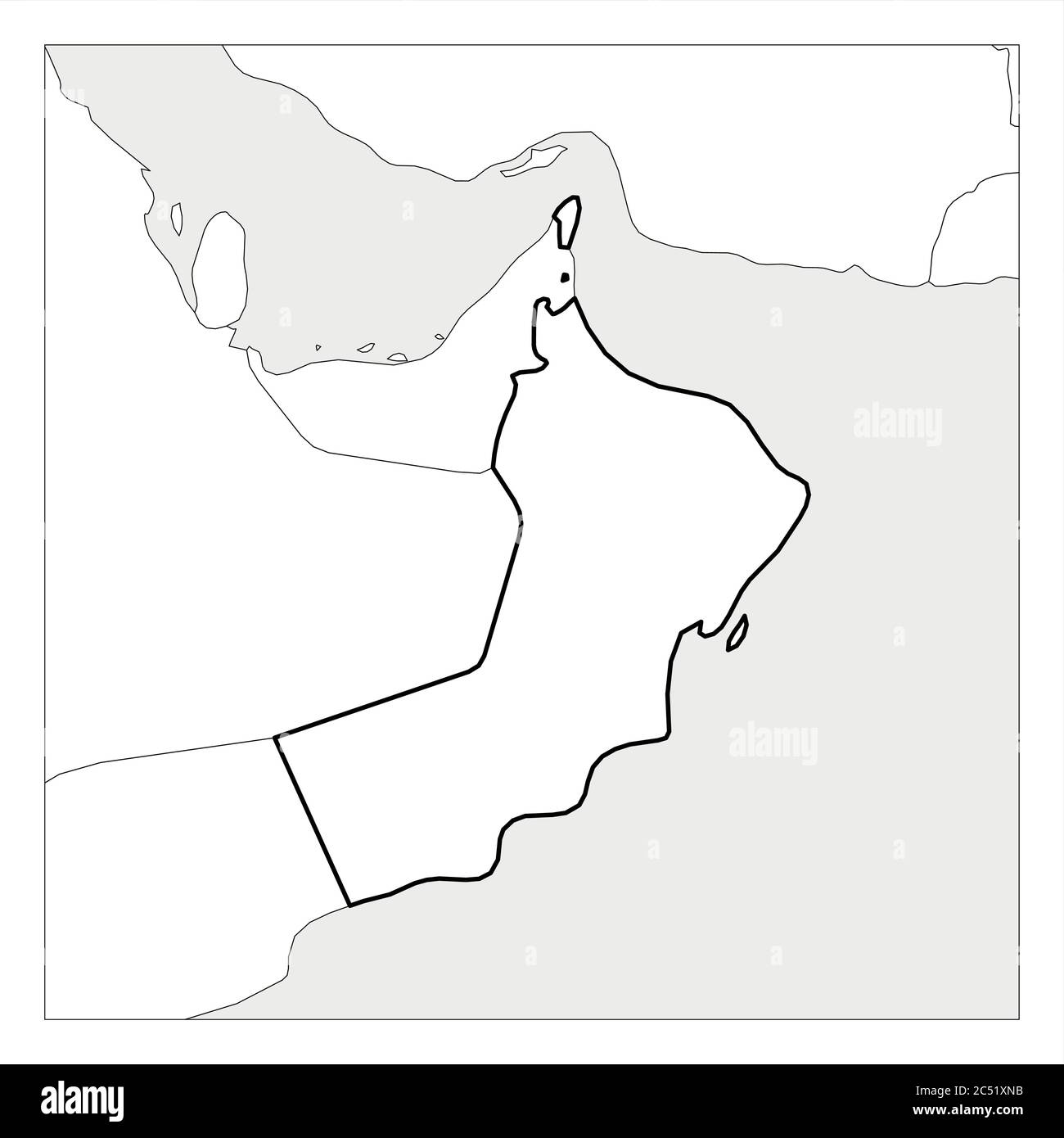 Map Of Oman Black Thick Outline Highlighted With Neighbor Countries Stock Vector Image And Art Alamy 