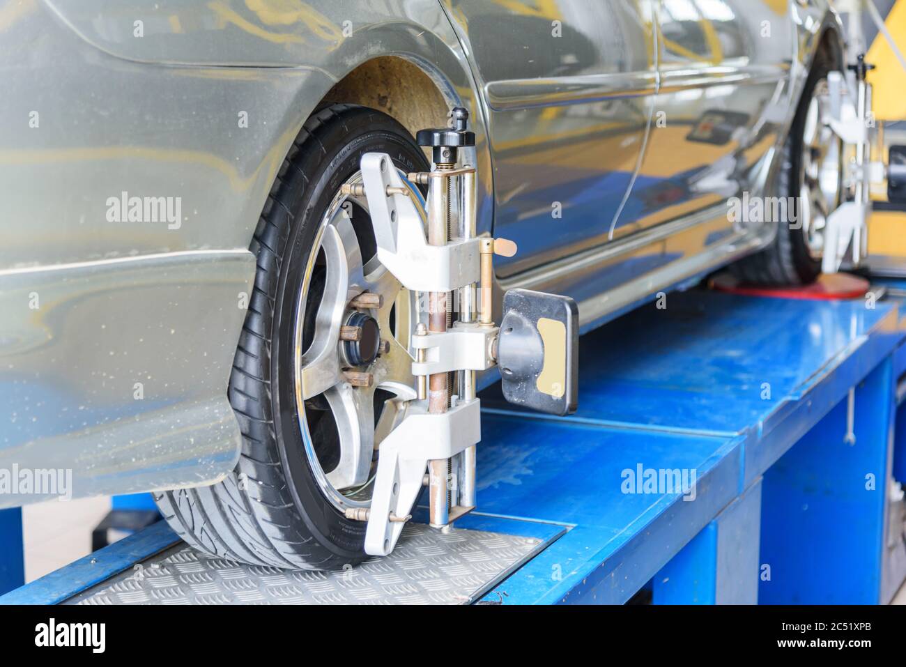 Car Wheel Alignment in tire garage service Stock Photo Alamy