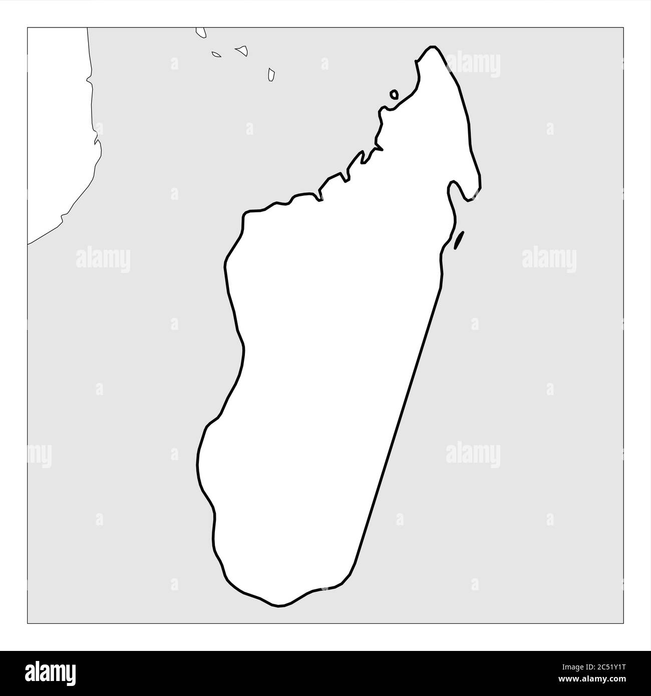 Map of Madagascar black thick outline highlighted with neighbor countries Stock Vector Image ...