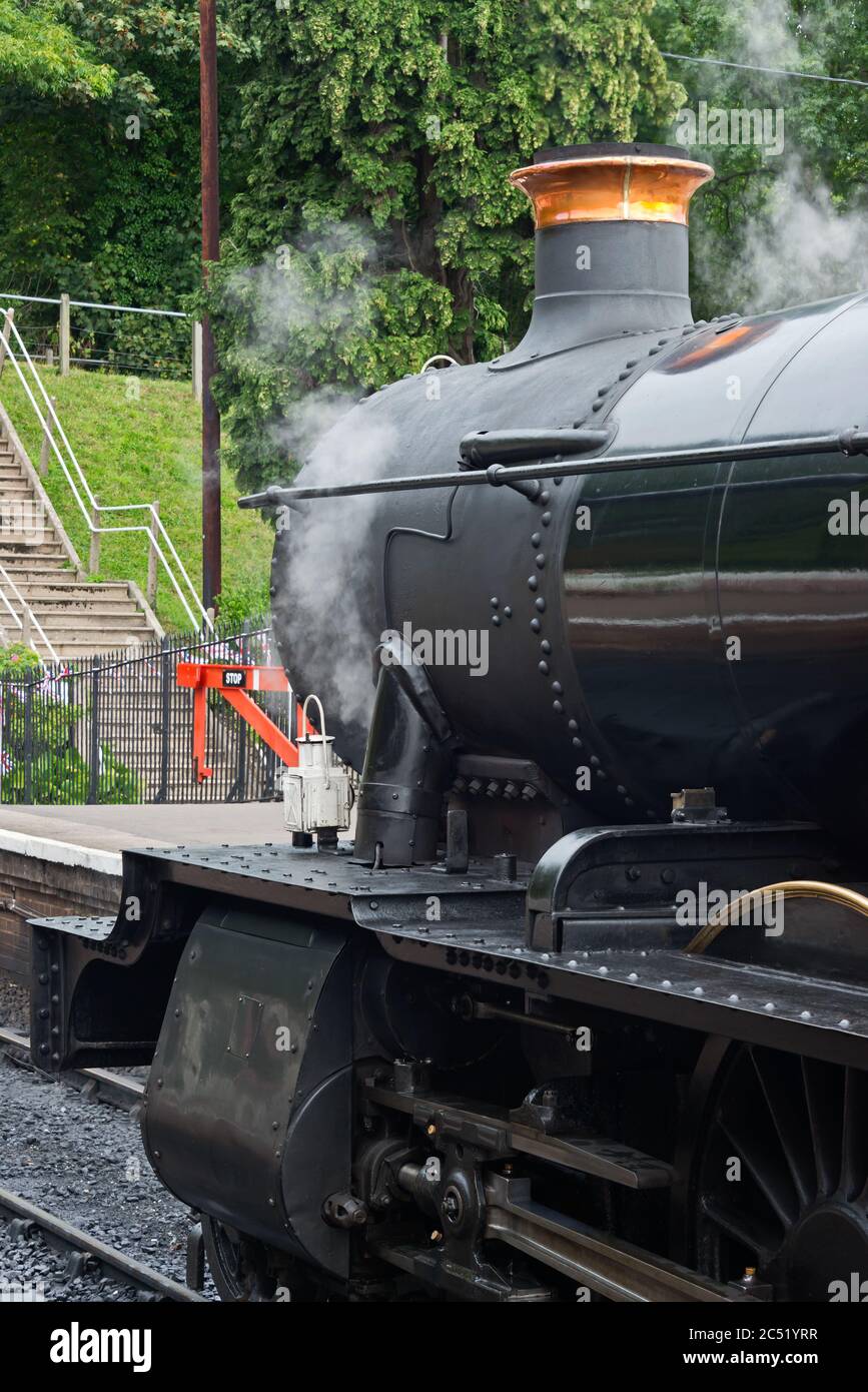 Manor Class steam Locomotive 7822 in steam at Bishops Lydeard Station ...