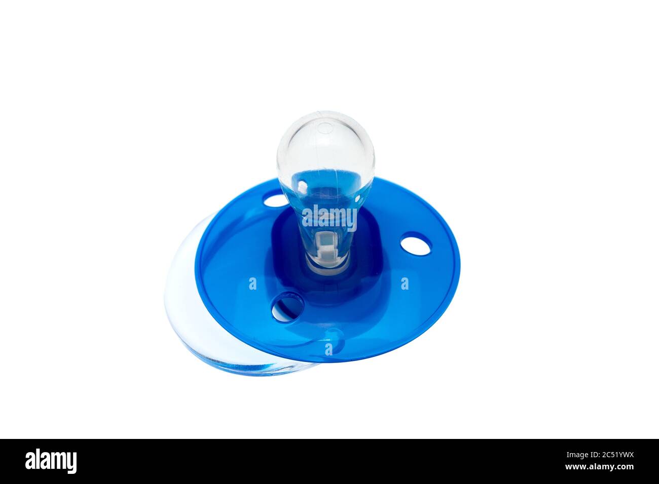 a silicon pacifier babies made of transparent soft latex, blue plastic ...