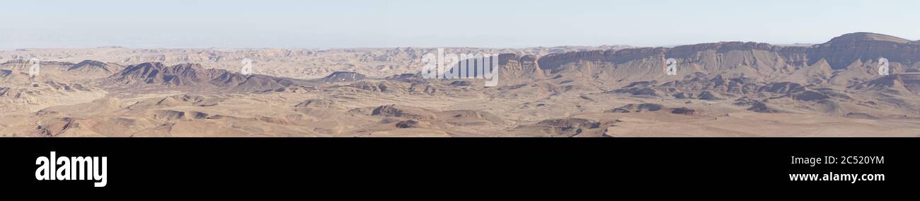 Mitzpe Ramon dry canyon landscape in the Negev desert of Israel. Stock Photo