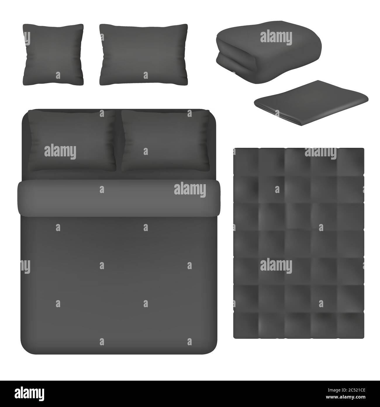 Black bed linen mockup set, vector isolated illustration Stock Vector ...