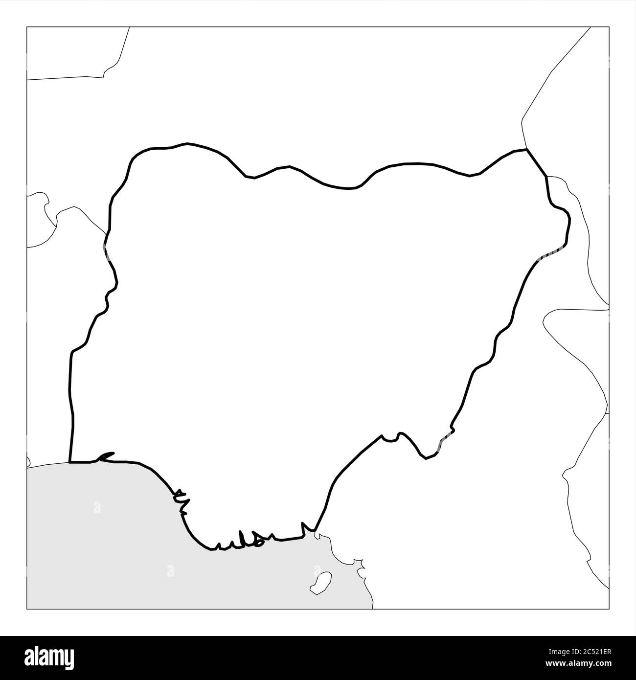Empty Map Of Nigeria Map Of Nigeria Black Thick Outline Highlighted With Neighbor Countries  Stock Vector Image & Art - Alamy
