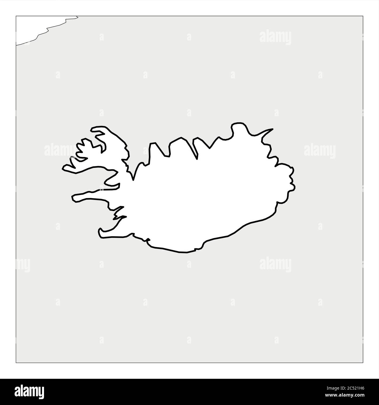 Map of Iceland black thick outline highlighted with neighbor countries. Stock Vector