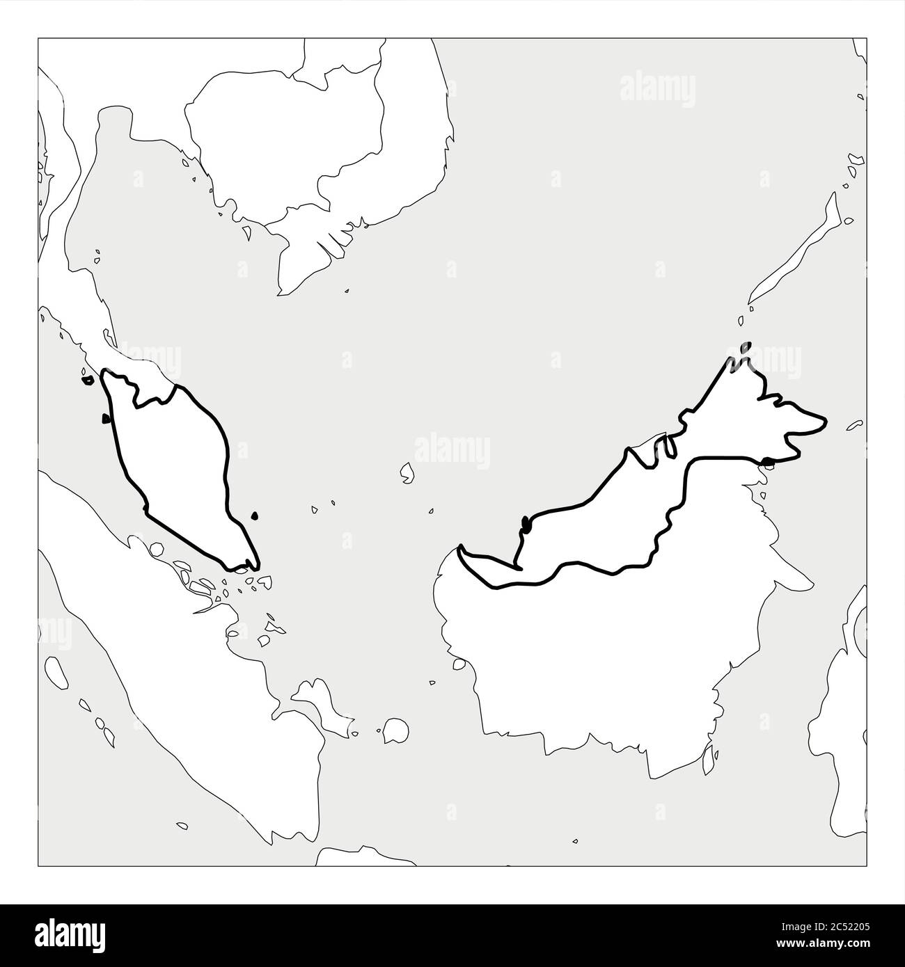 Malaysia Neighbouring Countries Map Map Of Malaysia Black Thick Outline Highlighted With Neighbor Countries  Stock Vector Image & Art - Alamy