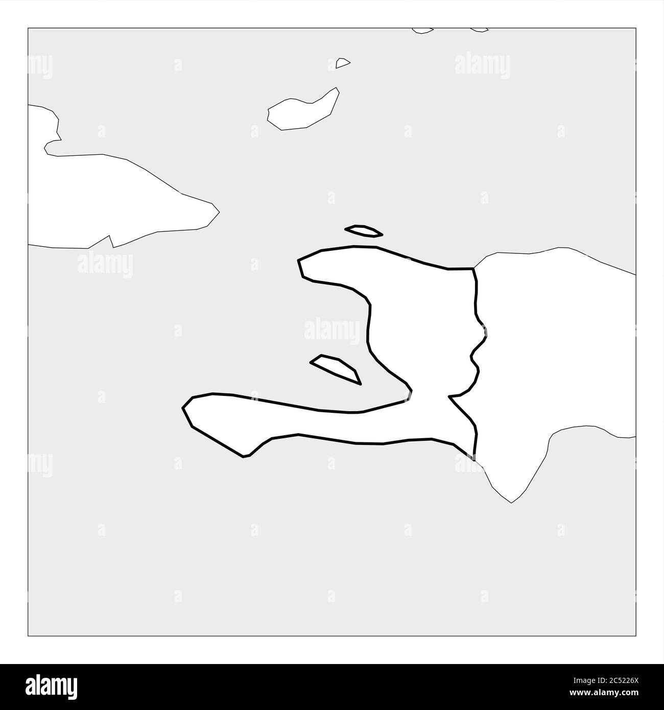 Map of Haiti black thick outline highlighted with neighbor countries ...