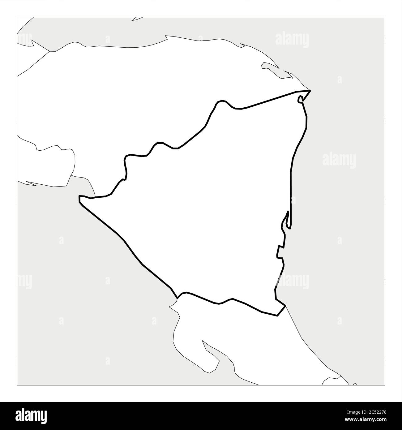 Map Of Nicaragua Black Thick Outline Highlighted With Neighbor Map Of Nicaragua Black Thick Outline Highlighted With Neighbor Countries 2C52278 