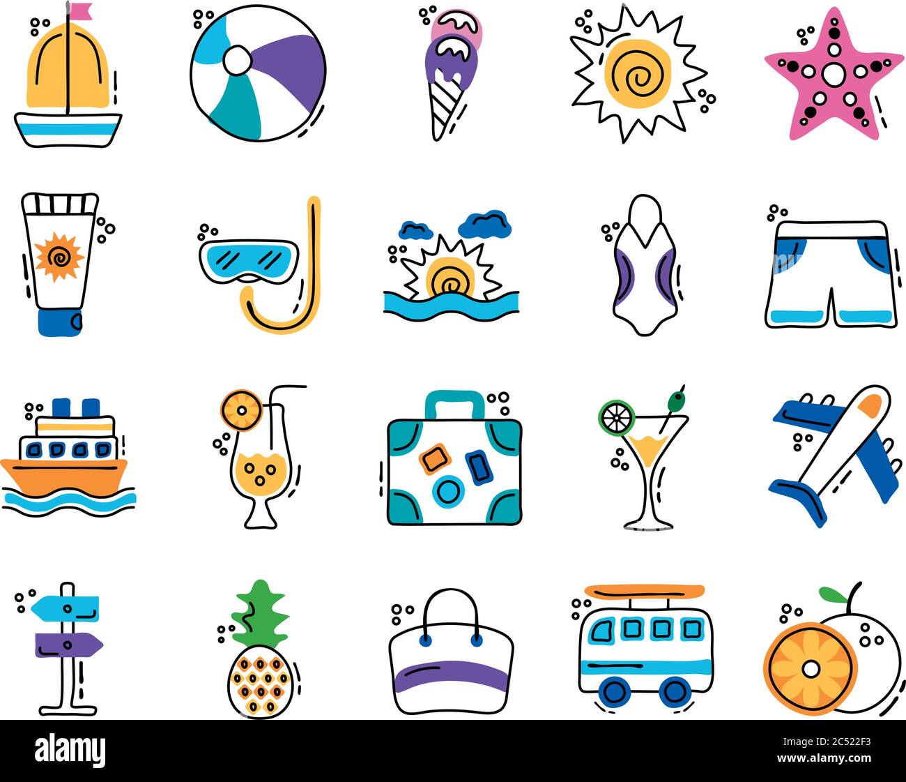 bundle of summer vacations set icons vector illustration design Stock ...