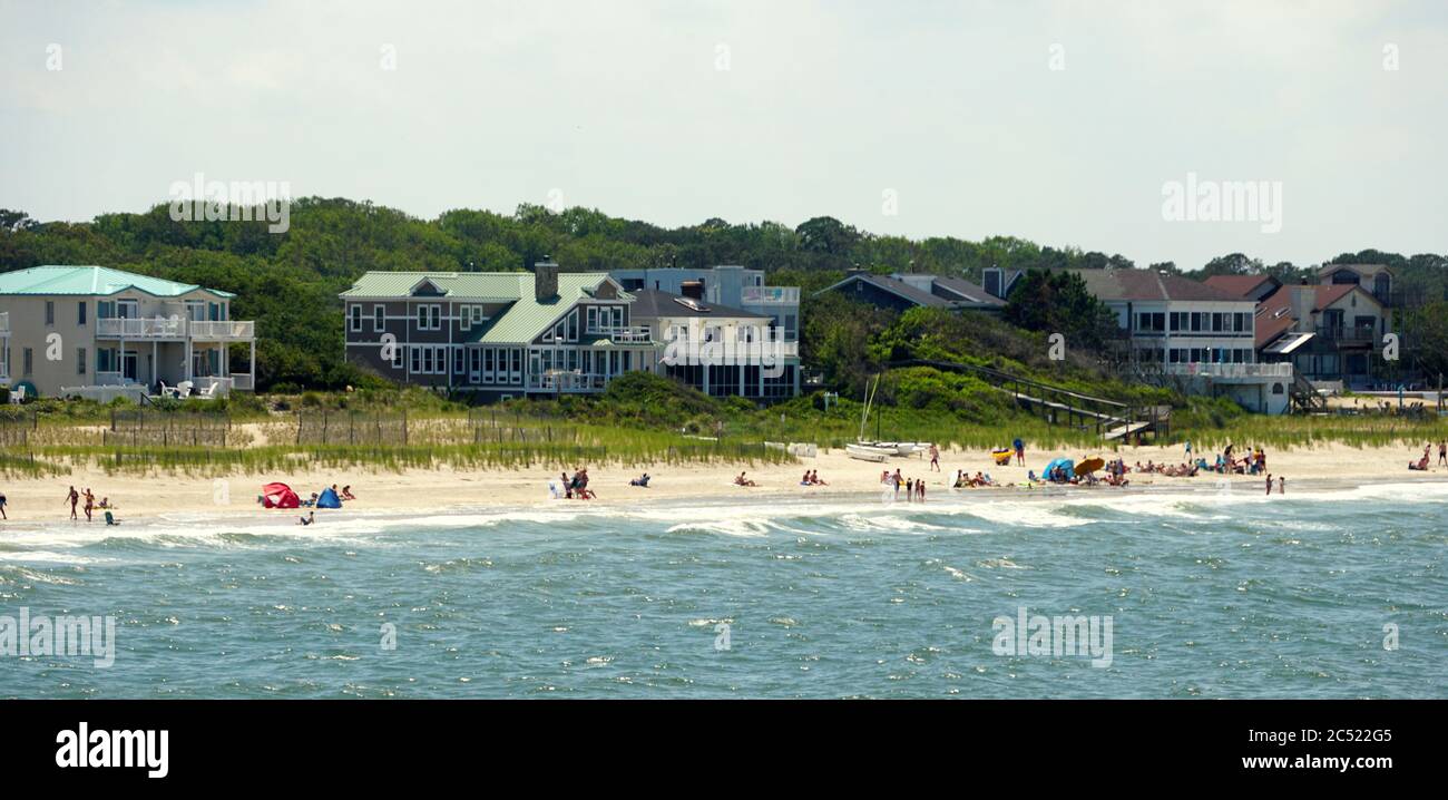 Virginia Beach, U.S.A June 29, 2020 The view of waterfront home and sandy beaches on a hot