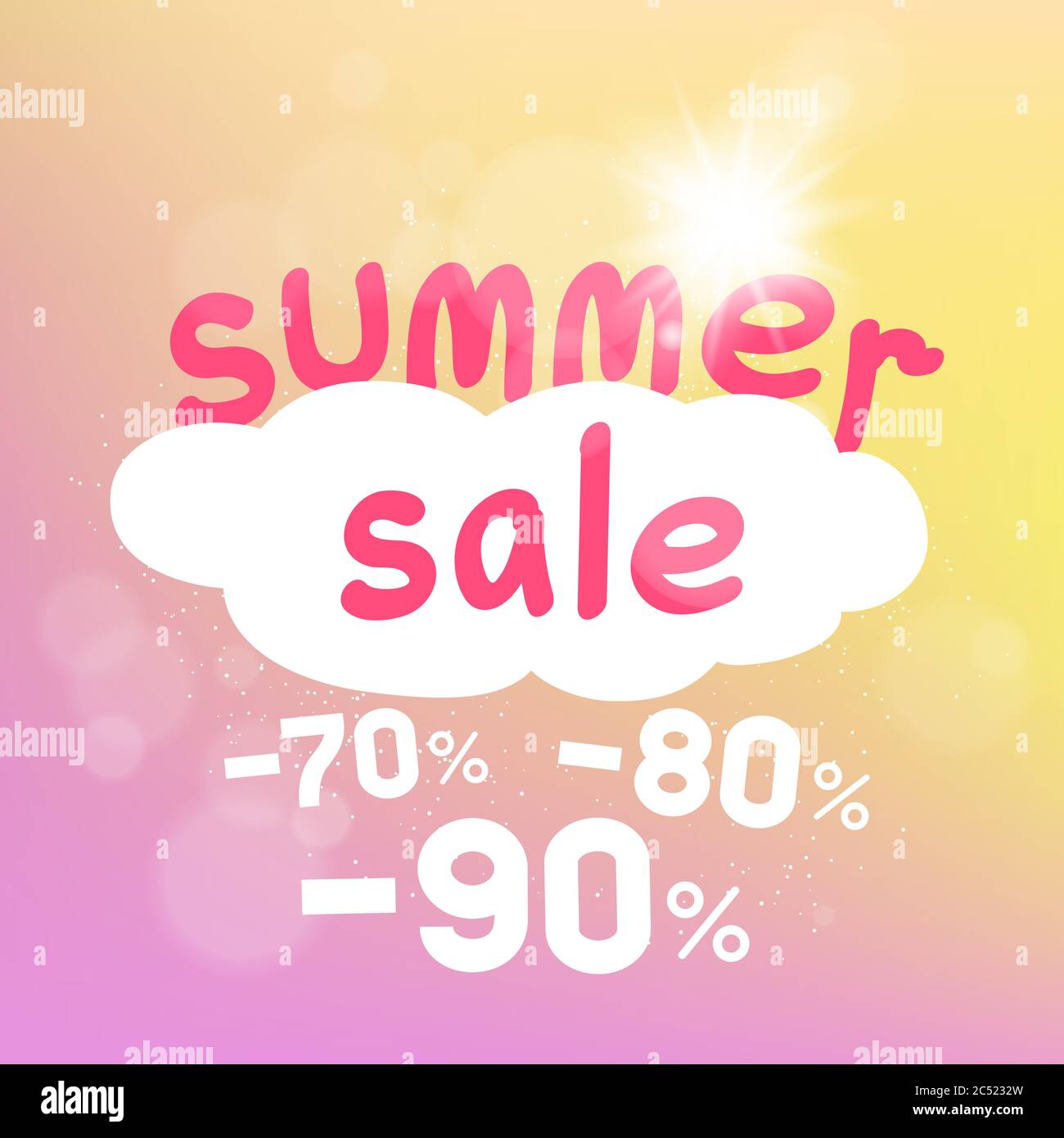 Summer sale discount falls from cloud Stock Vector