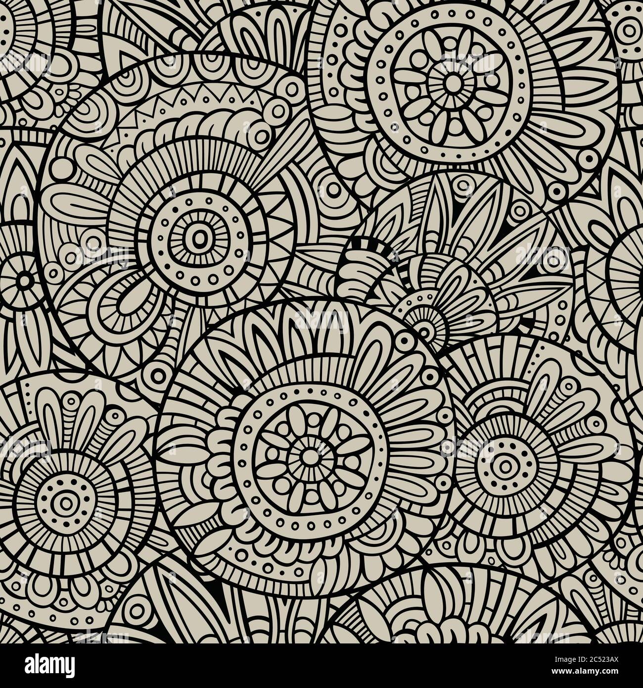 Vector decorative doodles seamless pattern Stock Vector Image & Art - Alamy